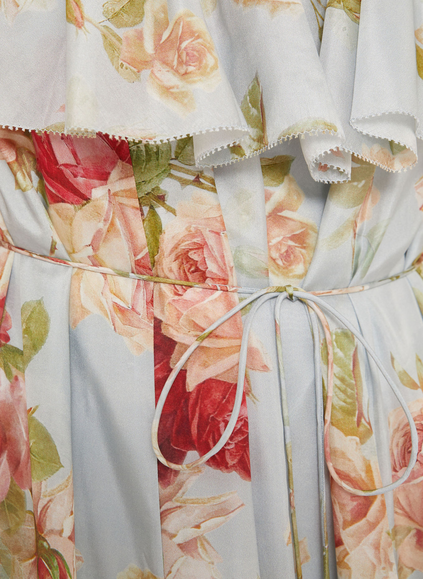 ZIMMERMANN ROSELIGHT silk dress with flounces: LIGHT BLUE / PINK / LIGHT GREEN
