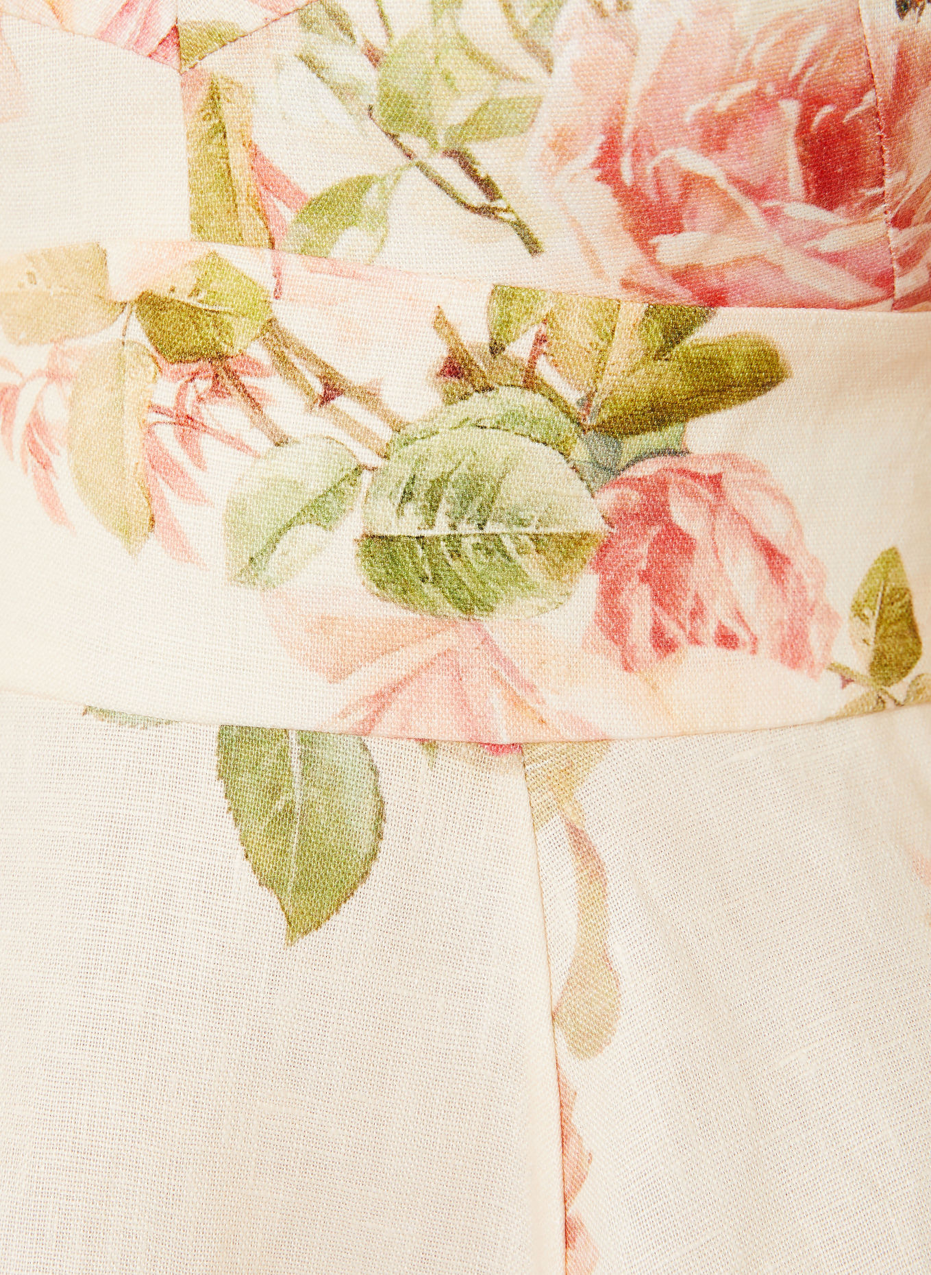 ZIMMERMANN ROSELIGHT linen Cocktail dress: CREAM / RED / GREEN