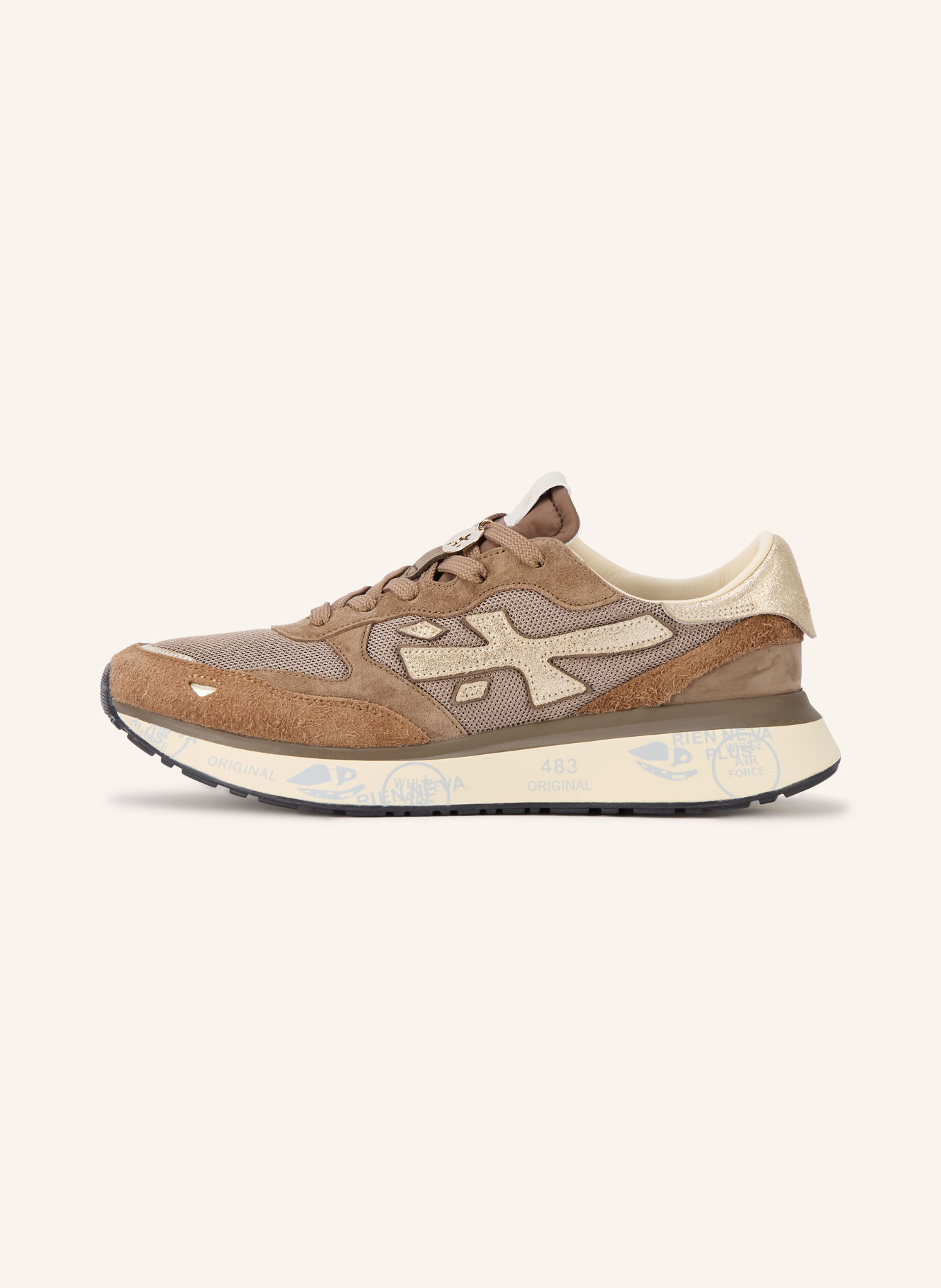 PREMIATA LAURYN Sneakers: BROWN / GOLD / CREAM