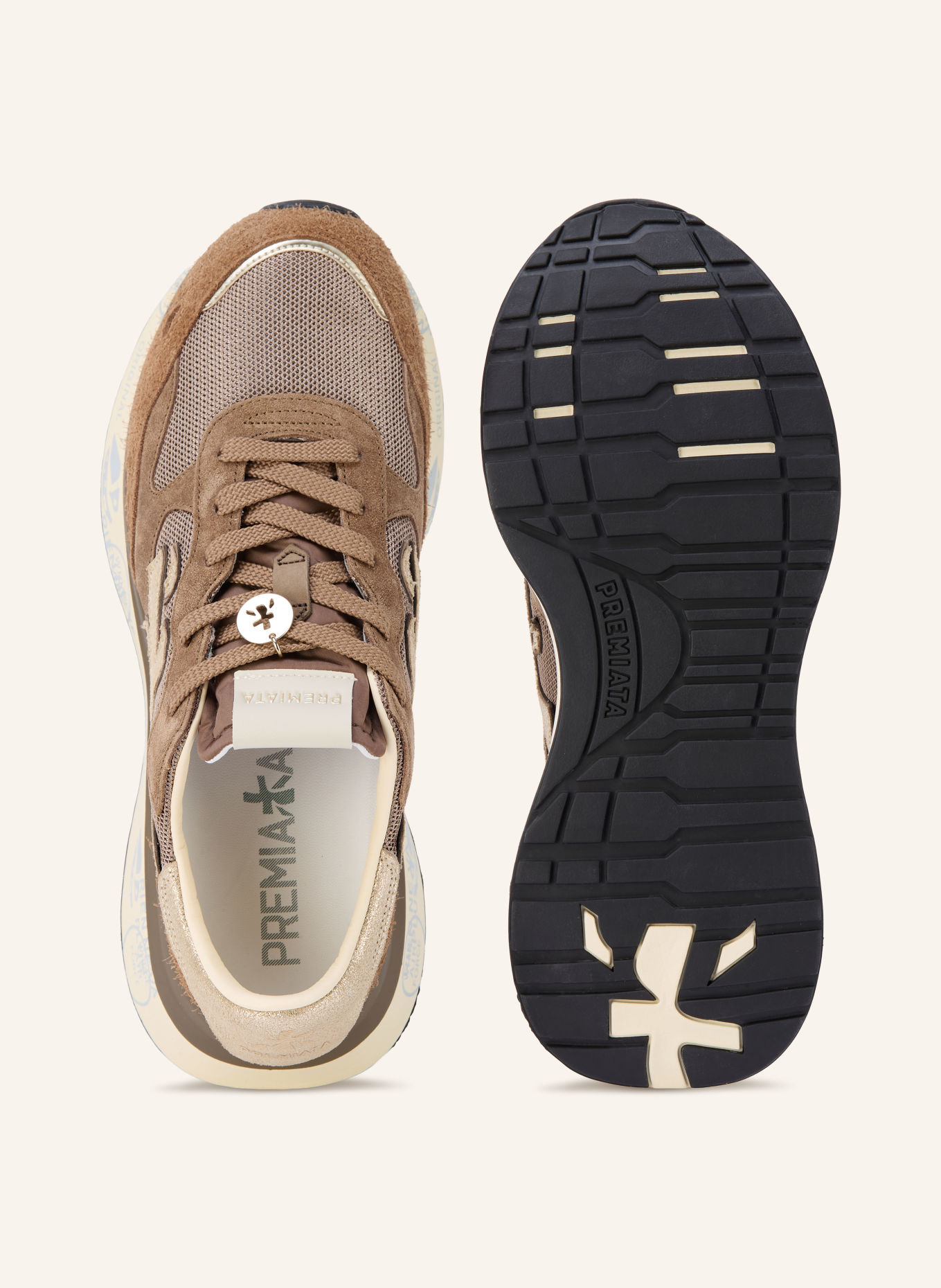 PREMIATA LAURYN Sneakers: BROWN / GOLD / CREAM