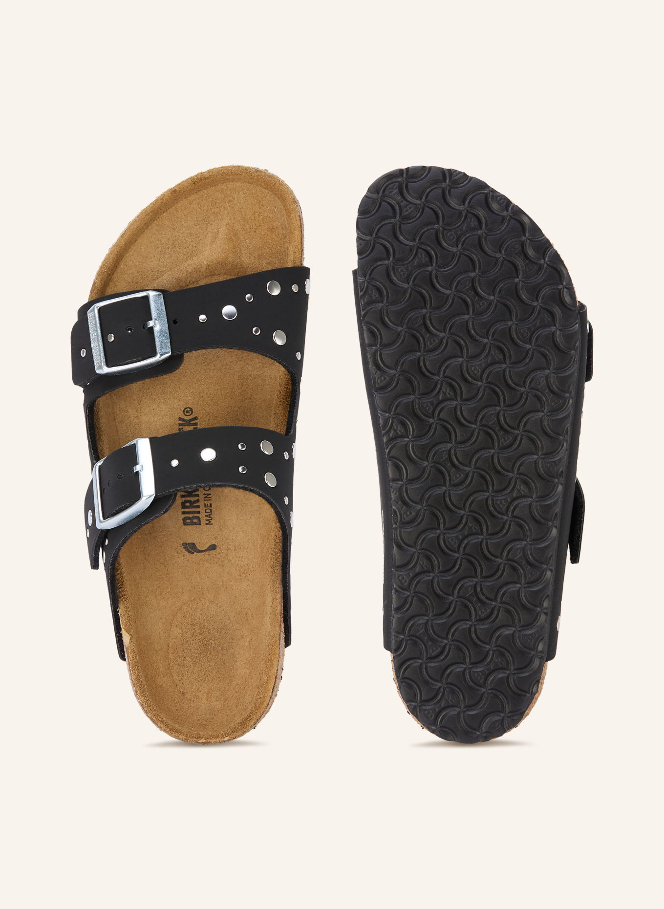 BIRKENSTOCK Sandales ouvertes ARIZONA RIVETS à rivets: NOIR / ARGENT
