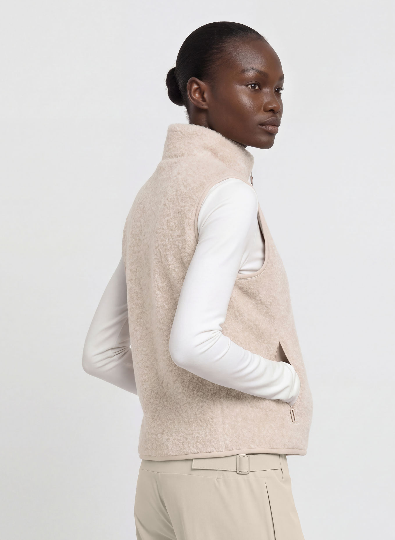 JEANNE BARET Fleece bodywarmer GLACE: BEIGE