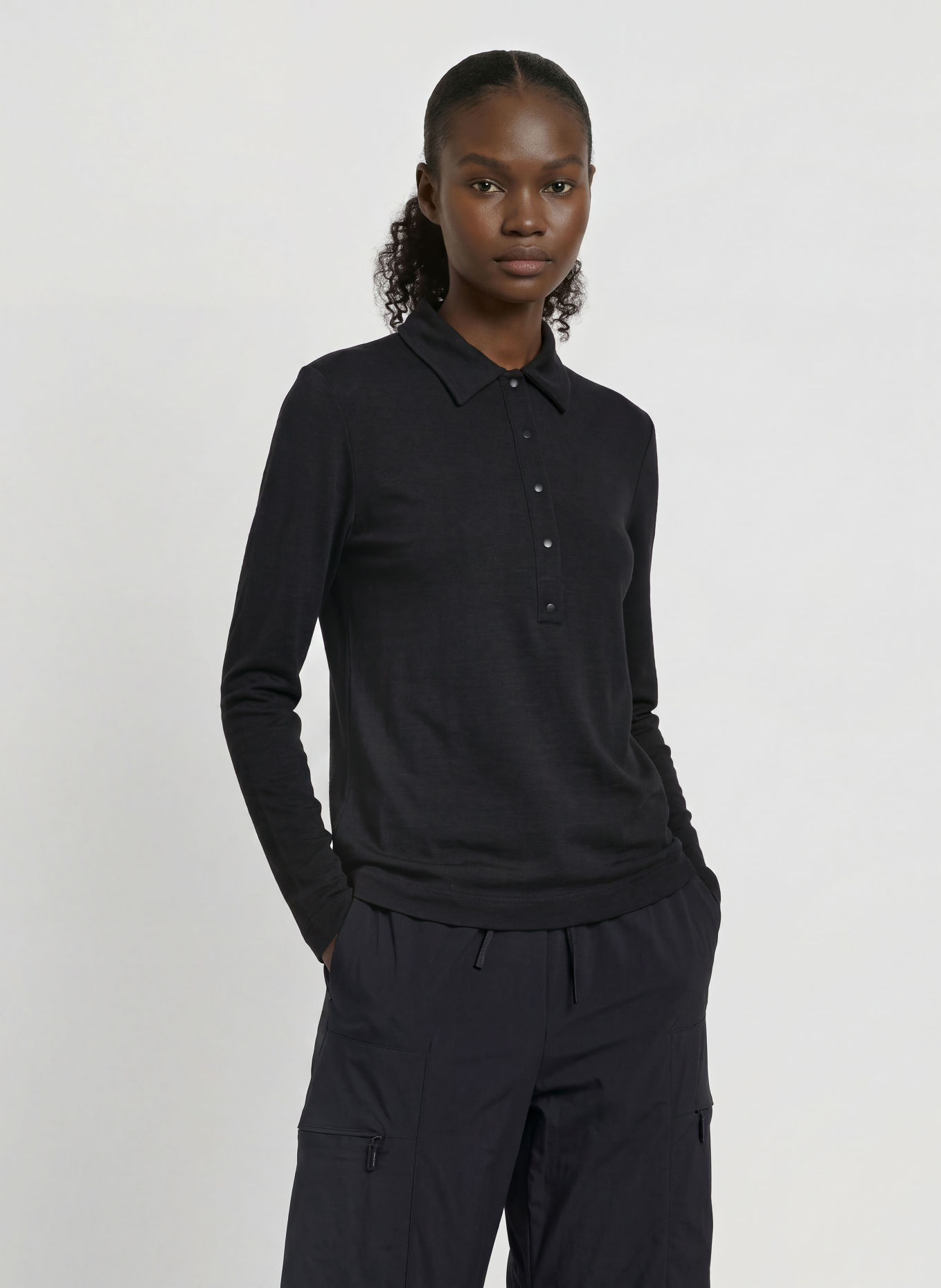 JEANNE BARET Jersey-pikétröja NAVARINO: SVART