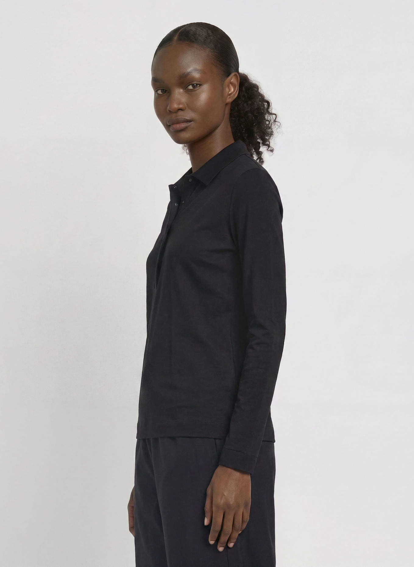 JEANNE BARET Jersey-pikétröja NAVARINO: SVART