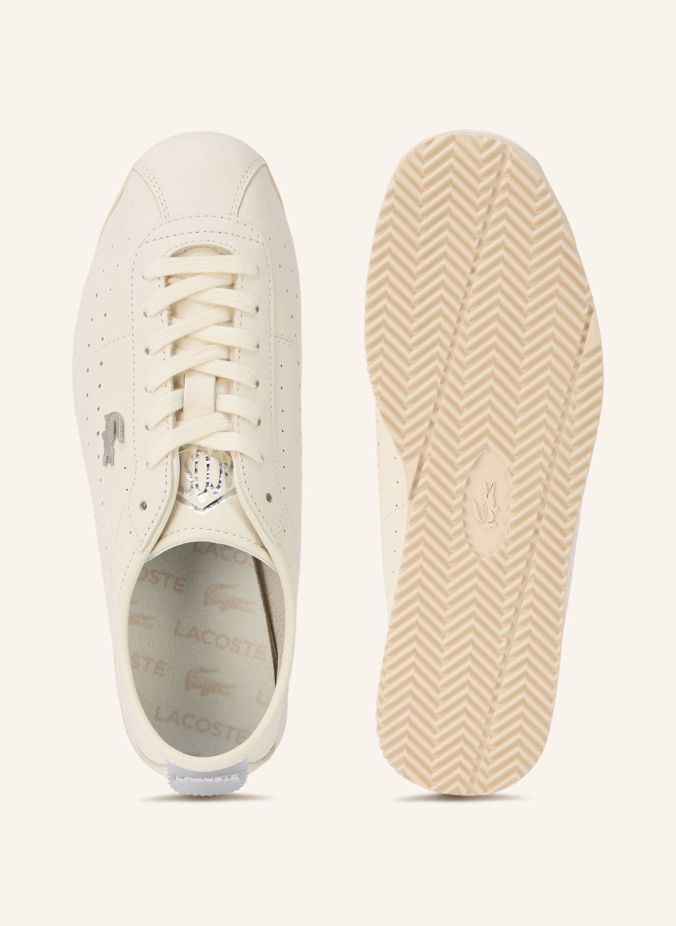 LACOSTE Sneaker CLUB: CREME / SILBER