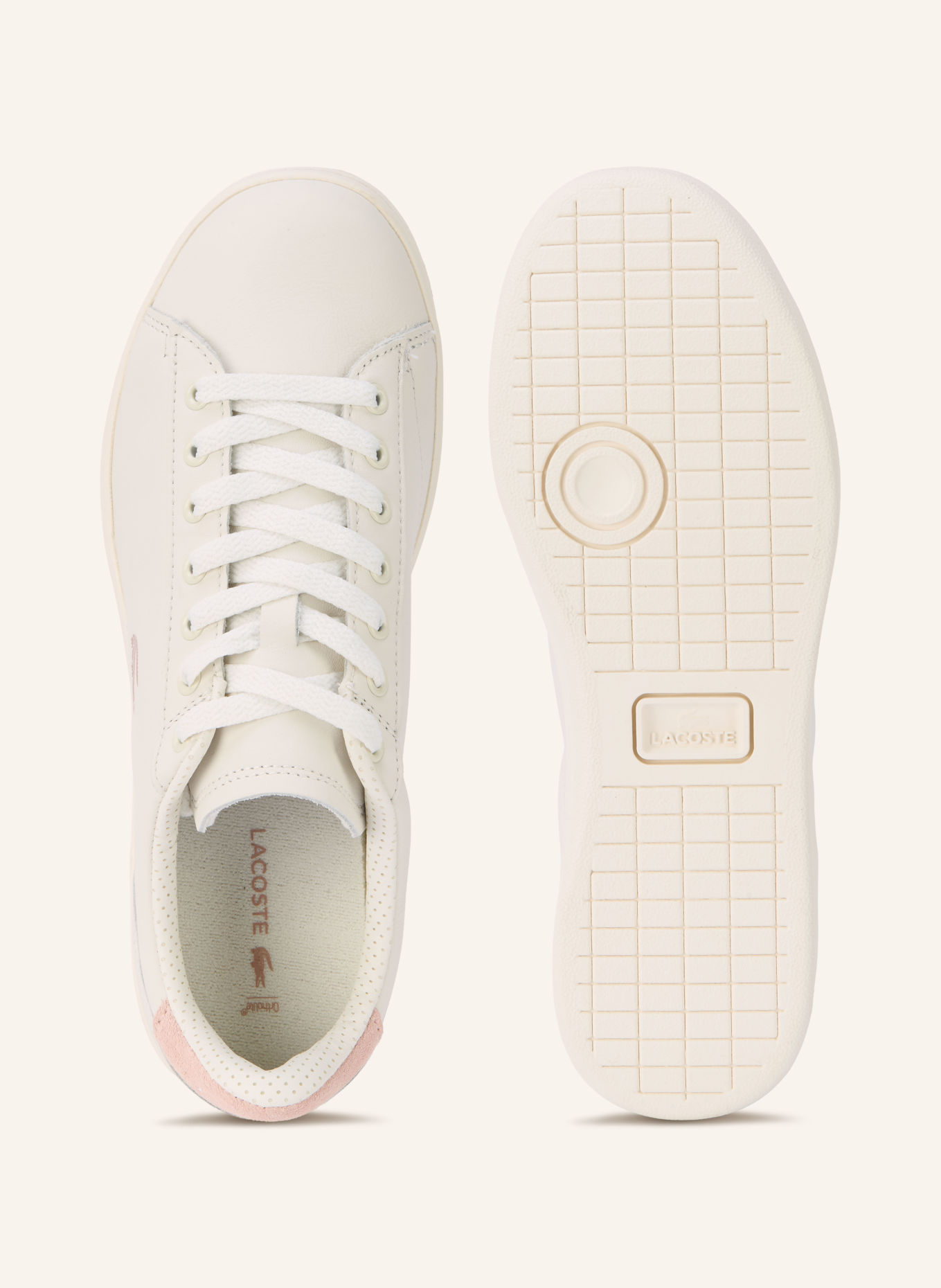 LACOSTE Sneaker CARNABY: WEISS / HELLROSA
