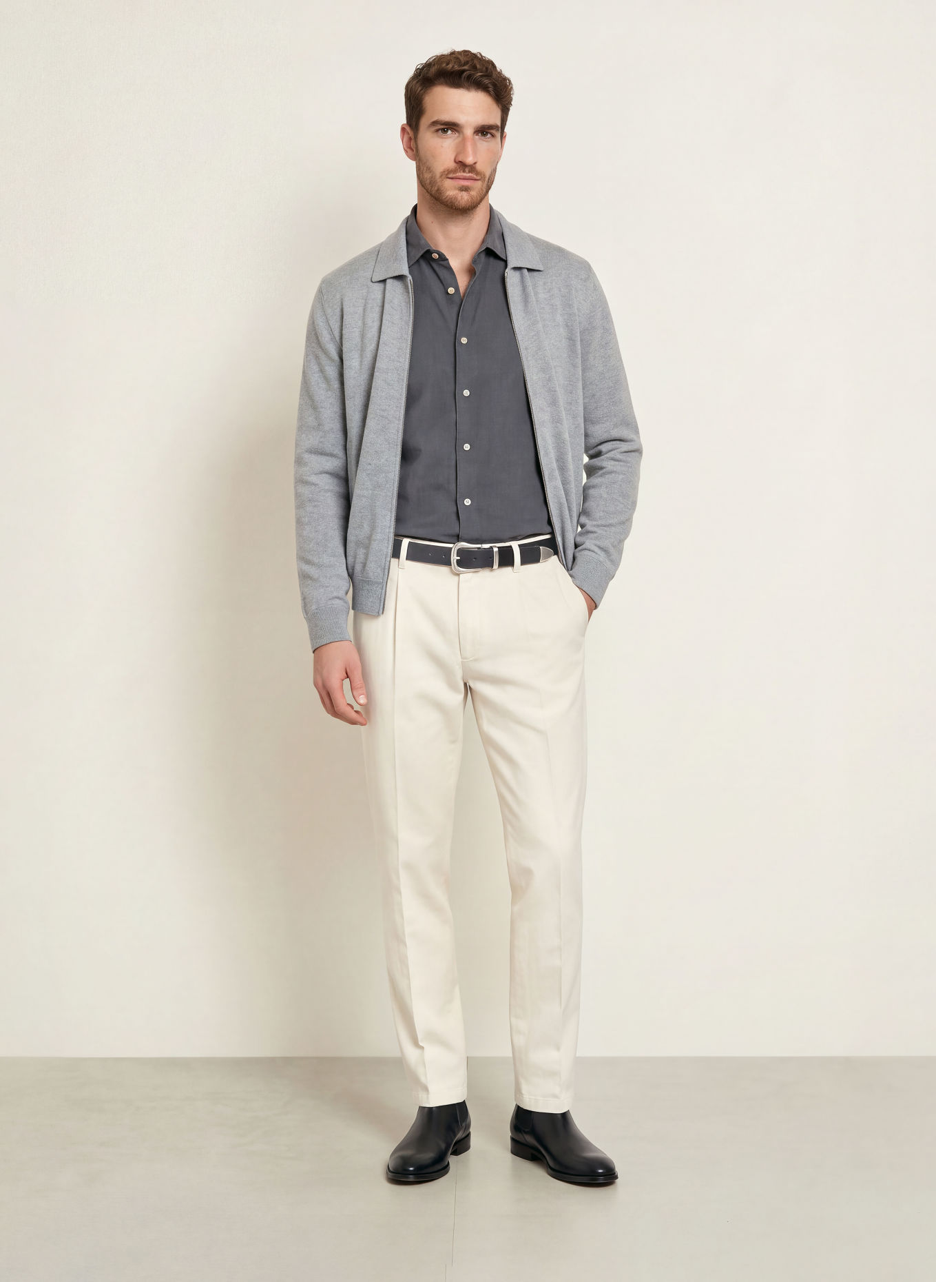 Stenströms Corduroy Shirt, Slimline Fit: DARK GRAY