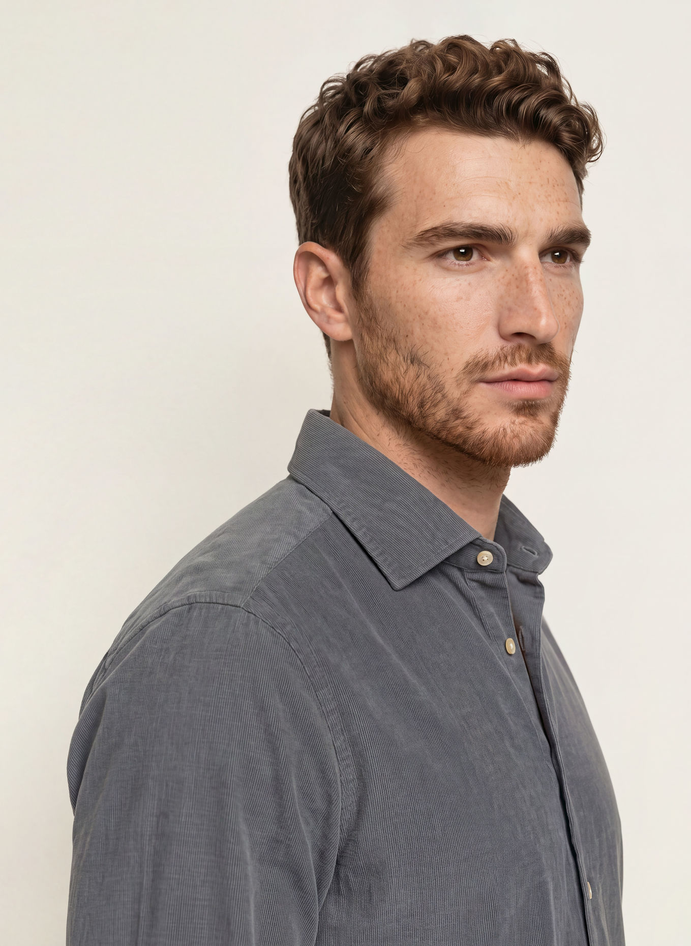 Stenströms Corduroy Shirt, Slimline Fit: DARK GRAY