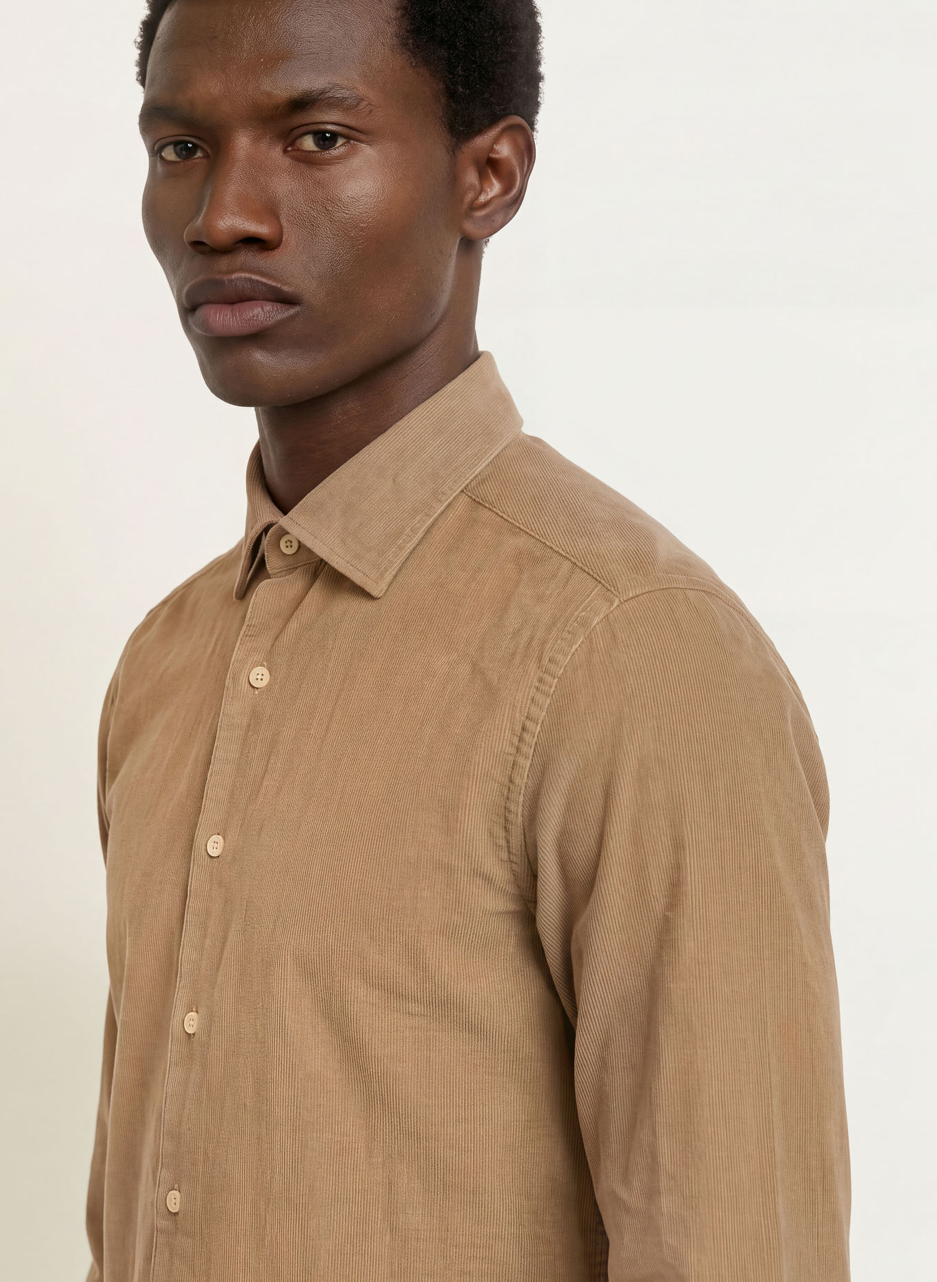 Stenströms Corduroy Shirt, Slimline Fit: BEIGE