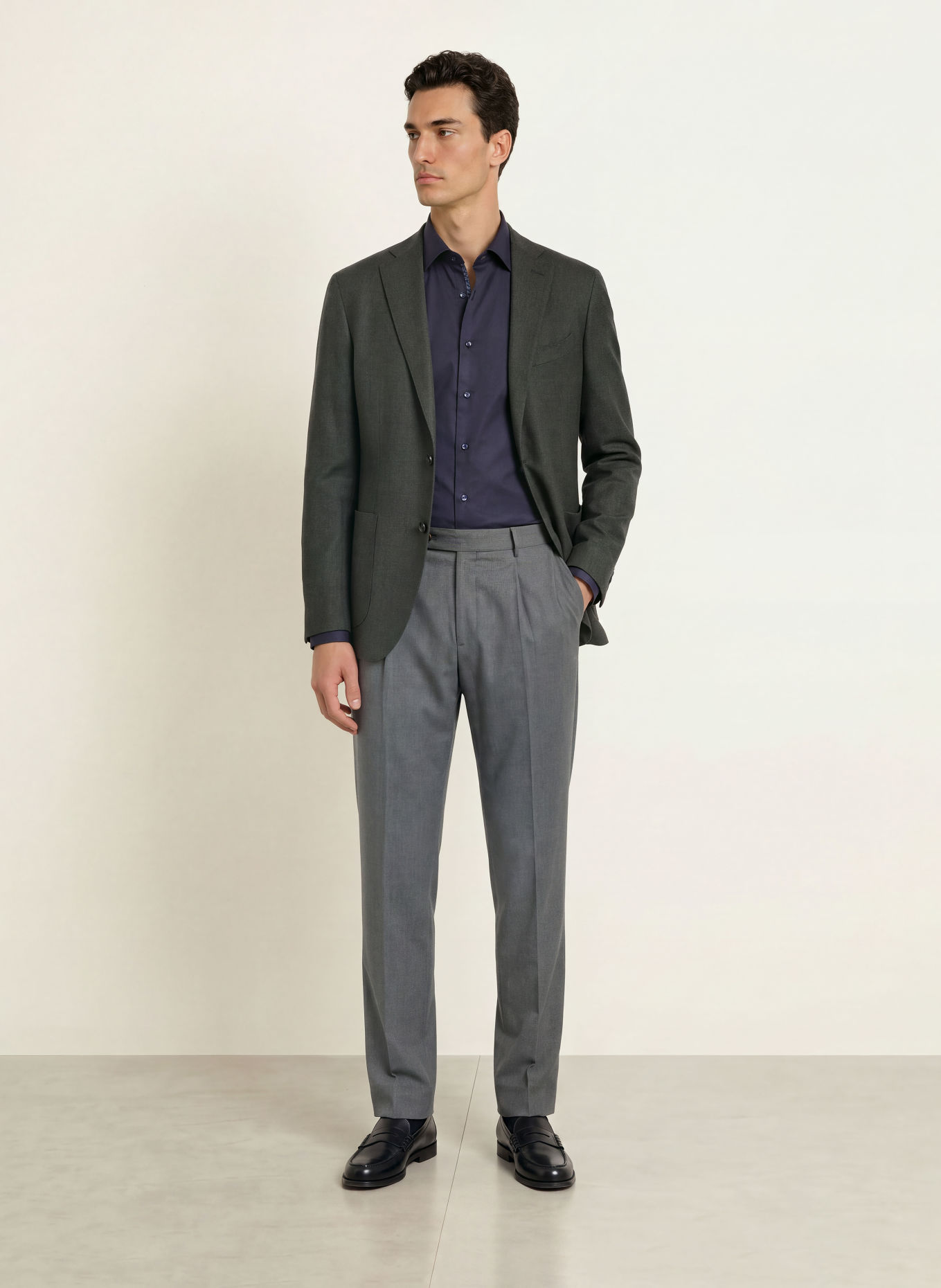 Stenströms Koszula o kroju Slimline Fit: GRANATOWY / SZAROBRĄZOWY / JASNONIEBIESKI