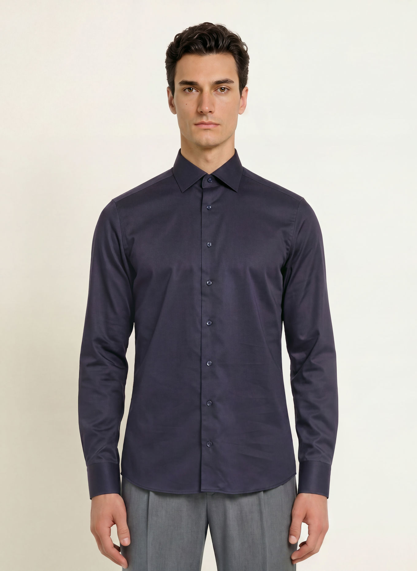 Stenströms Koszula o kroju Slimline Fit: GRANATOWY / SZAROBRĄZOWY / JASNONIEBIESKI