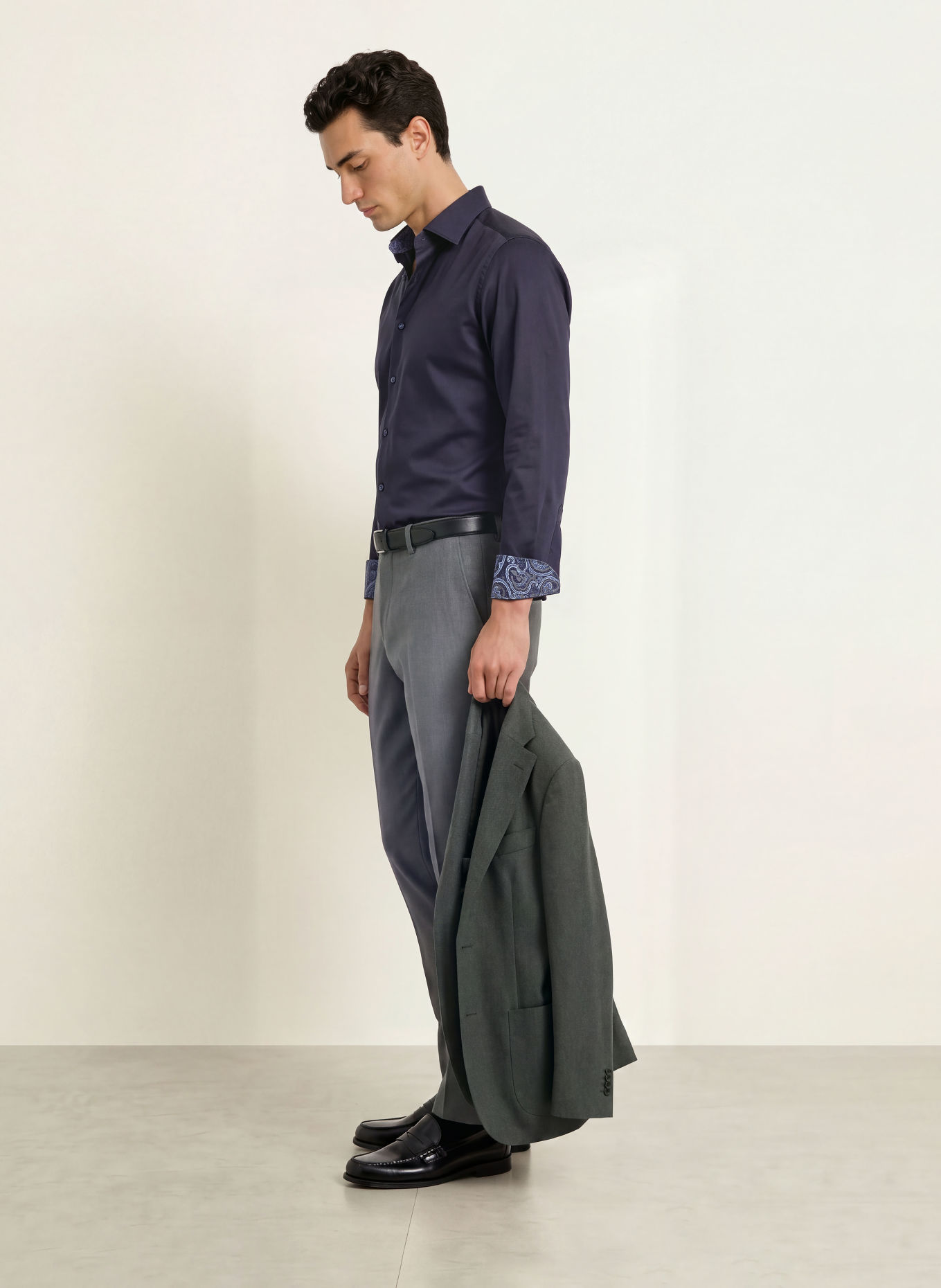 Stenströms Koszula o kroju Slimline Fit: GRANATOWY / SZAROBRĄZOWY / JASNONIEBIESKI