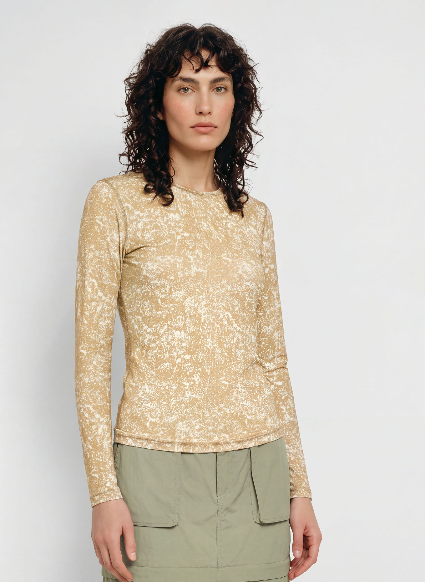 icebreaker Functioneel shirt 200 OASIS van merinowol: CAMEL / WIT