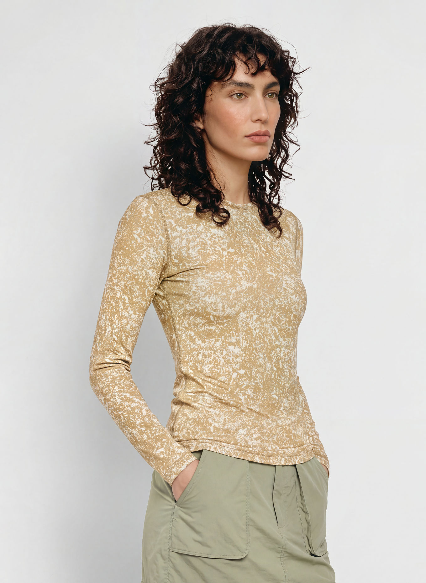 icebreaker Functioneel shirt 200 OASIS van merinowol: CAMEL / WIT