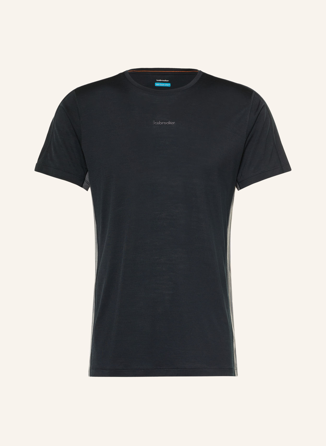 icebreaker Trainingsshirt 125 COOL-LITE™ SPHERE met merinowol: ZWART / DONKERGRIJS