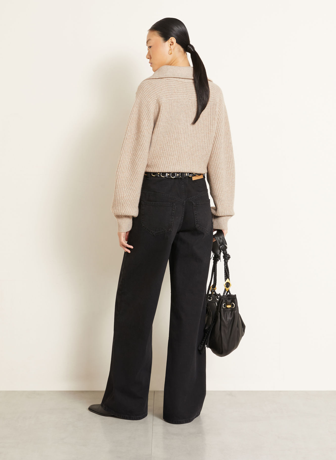 ISABEL MARANT MIRANDA half-zip sweater with Merino Wool and Cashmere: BEIGE
