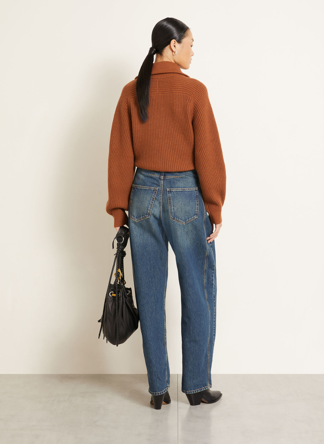 ISABEL MARANT Sweter typu troyer MIRANDA z wełną merynosową i kaszmirem: BRĄZOWY
