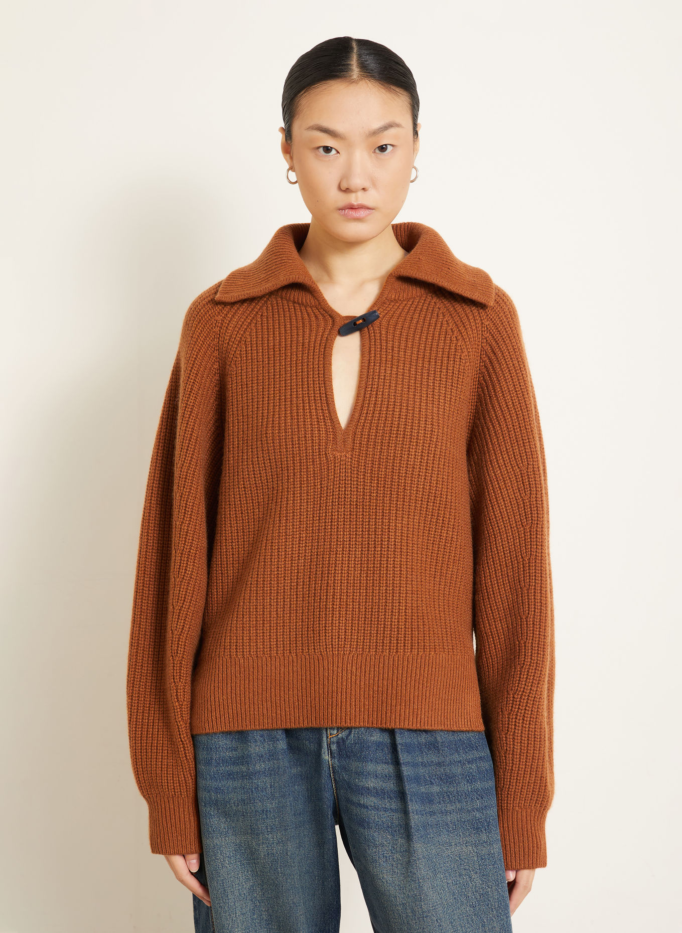 ISABEL MARANT Sweter typu troyer MIRANDA z wełną merynosową i kaszmirem: BRĄZOWY