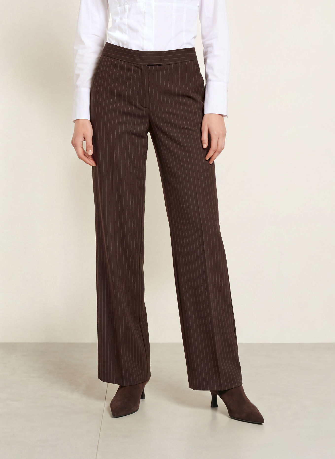MARELLA Pantalon palazzo: MARRON FONCÉ / MARRON CLAIR