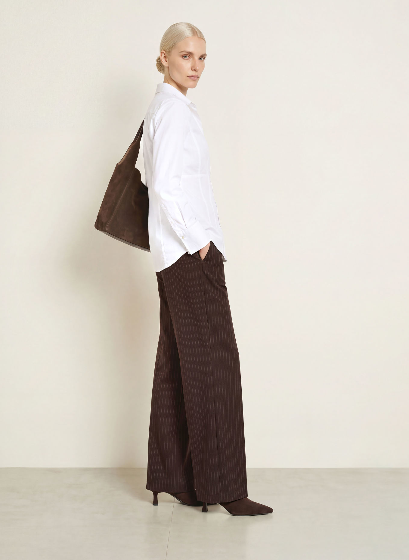 MARELLA Pantalon palazzo: MARRON FONCÉ / MARRON CLAIR