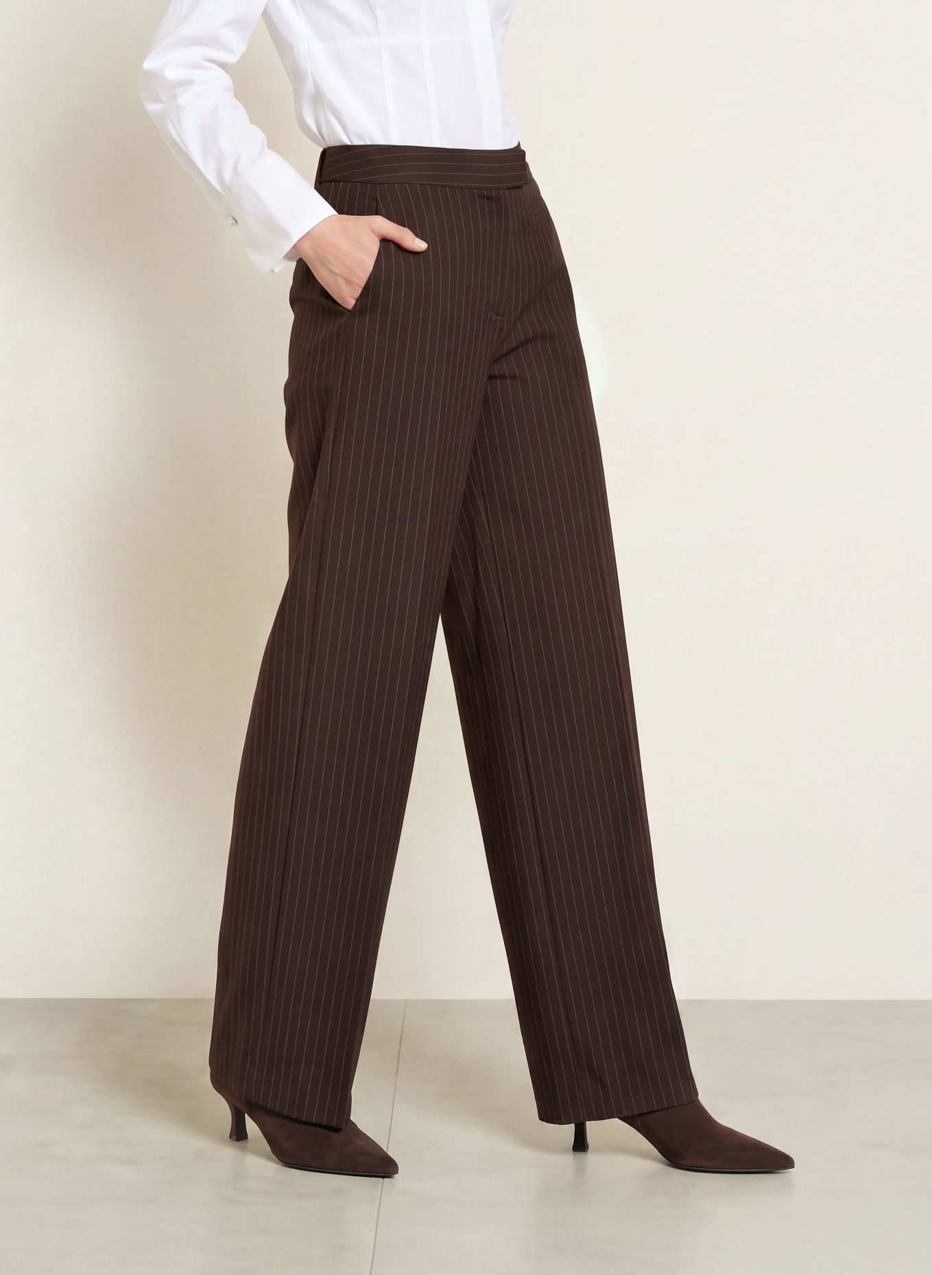 MARELLA Pantalon palazzo: MARRON FONCÉ / MARRON CLAIR