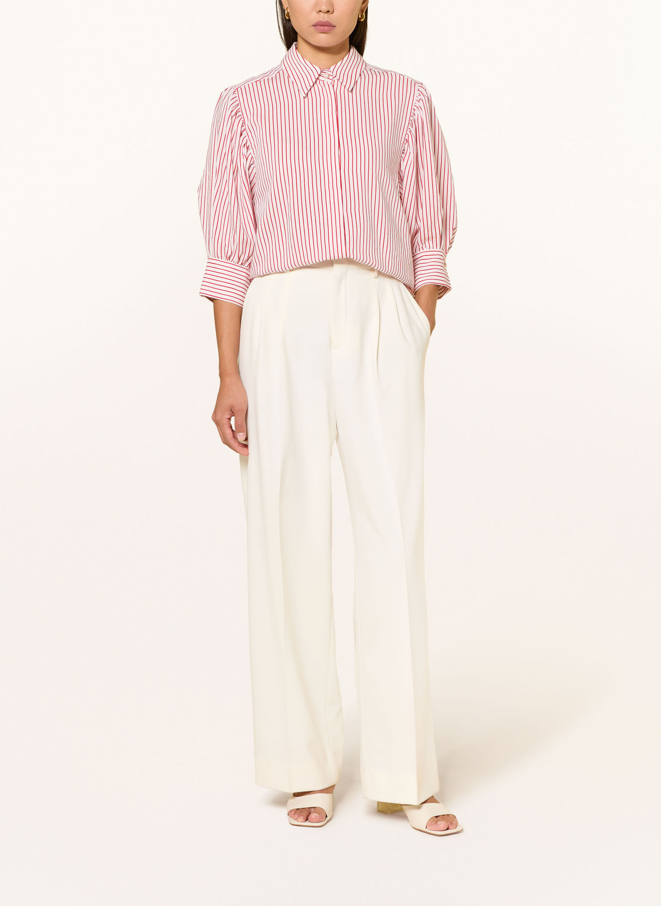 MARELLA Overhemdblouse met 3/4-mouwen: WIT / ROOD