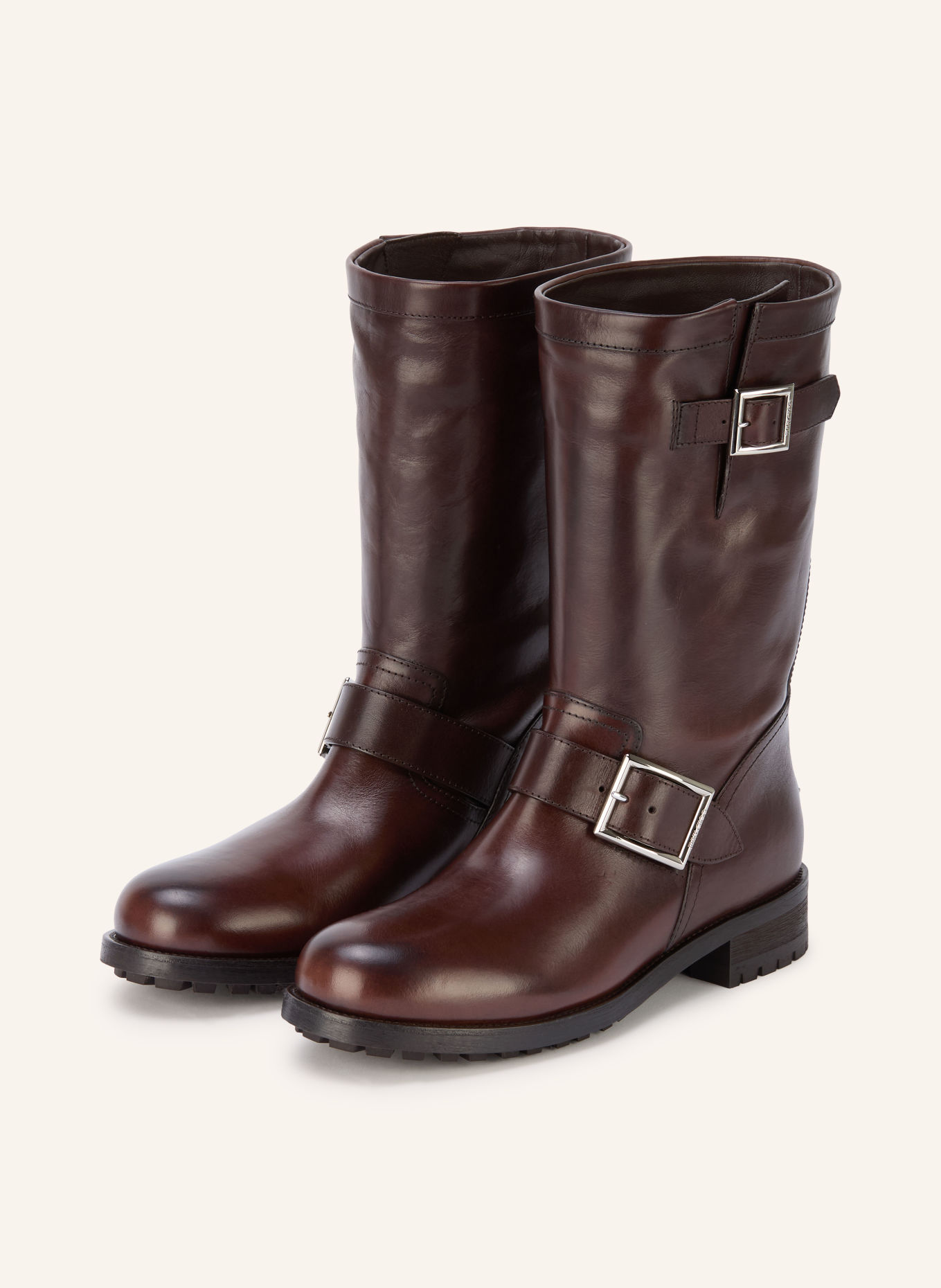 JIMMY CHOO Biker boots BIKER: DARK BROWN / SILVER
