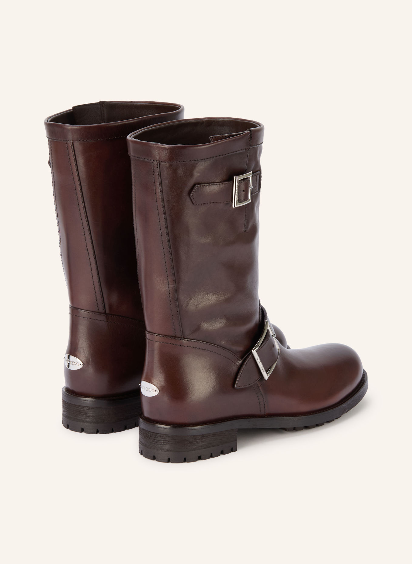 JIMMY CHOO Biker boots BIKER: DARK BROWN / SILVER