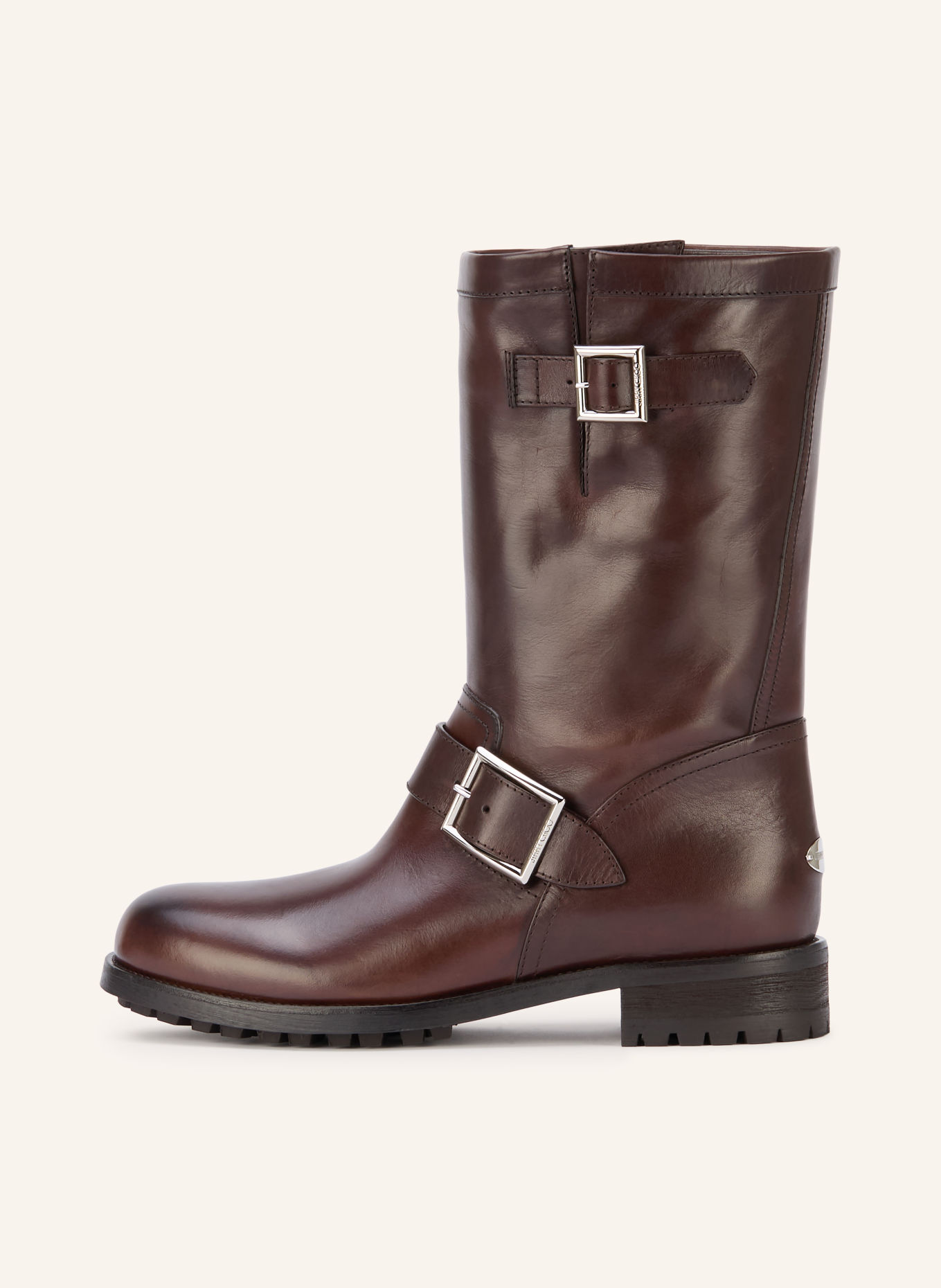 JIMMY CHOO Biker boots BIKER: DARK BROWN / SILVER