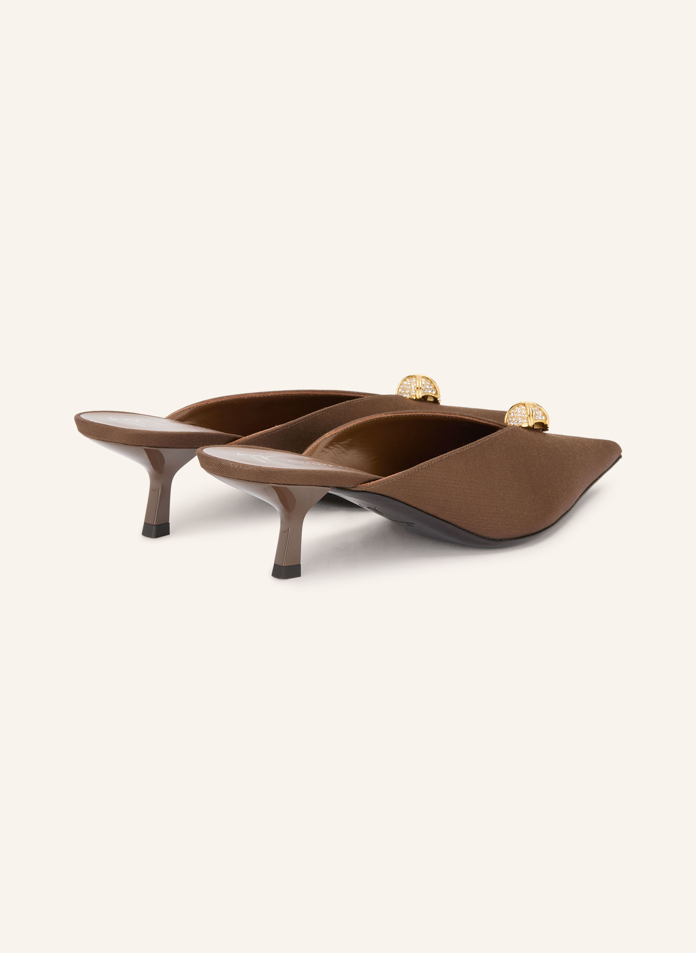 GIUSEPPE ZANOTTI DESIGN Mules RAQUEL mit Schmucksteinen: BRAUN / GOLD