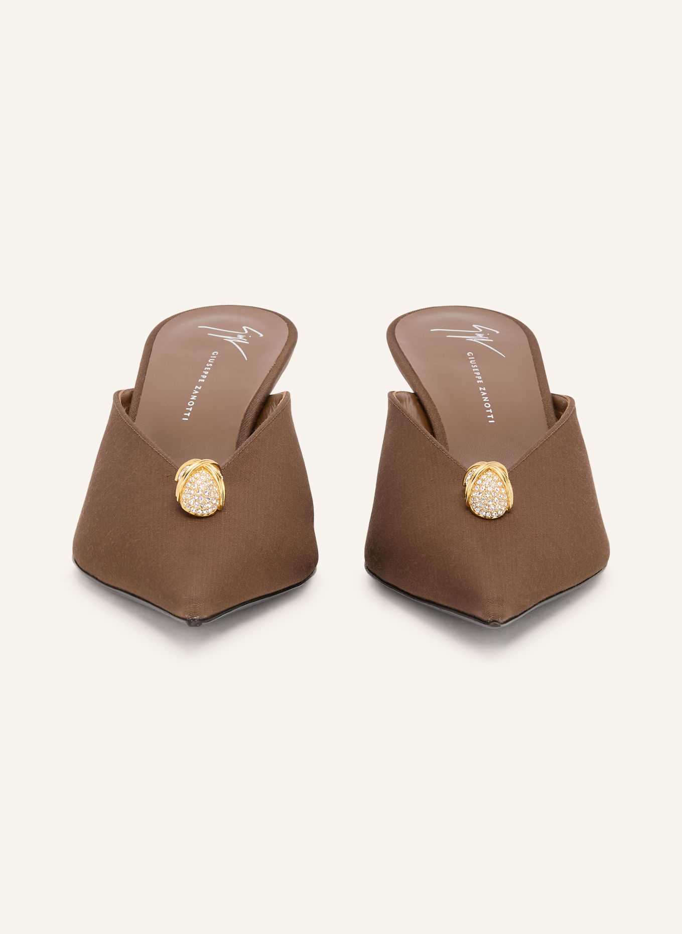 GIUSEPPE ZANOTTI DESIGN Mules RAQUEL mit Schmucksteinen: BRAUN / GOLD