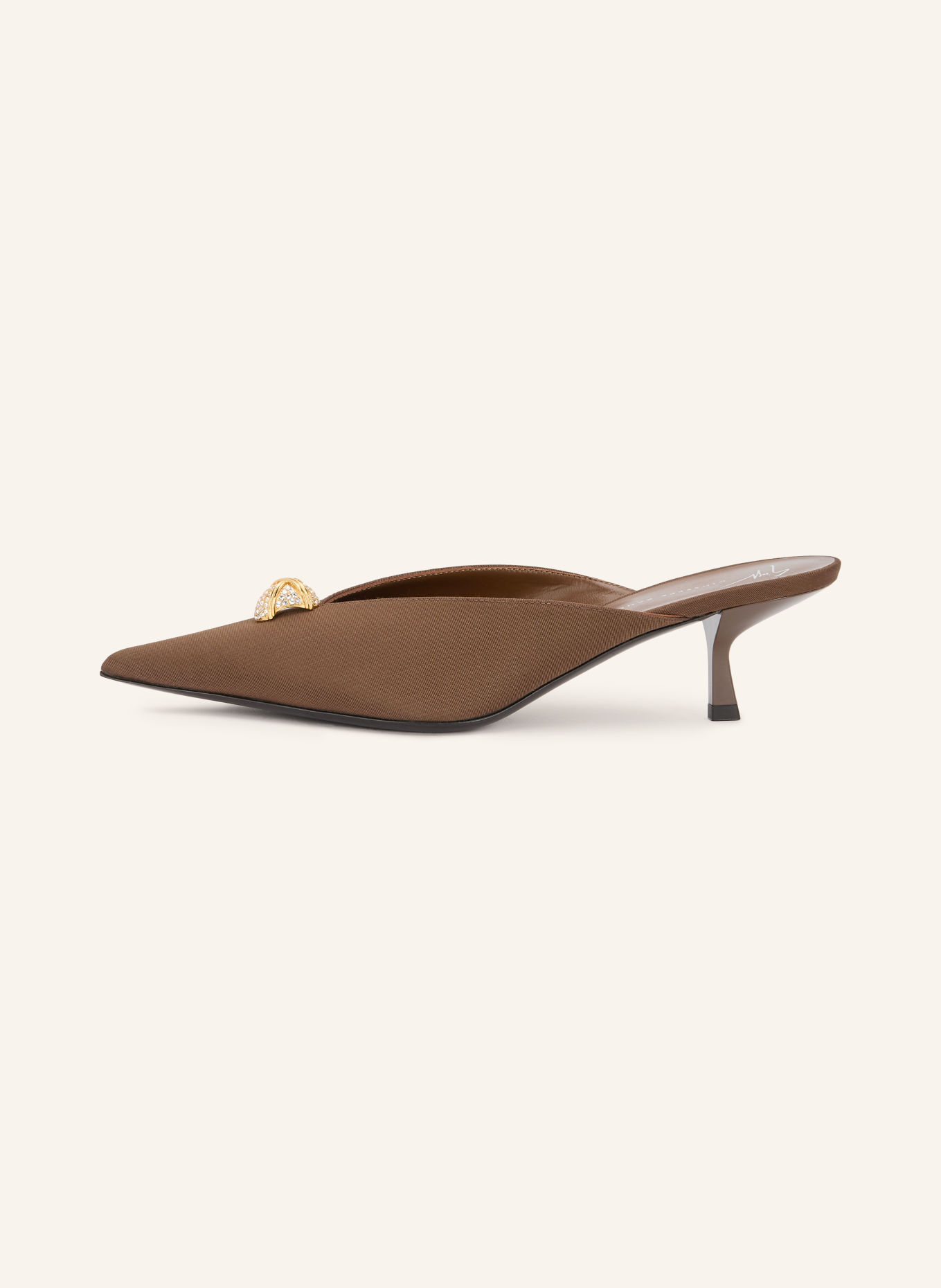 GIUSEPPE ZANOTTI DESIGN Mules RAQUEL mit Schmucksteinen: BRAUN / GOLD