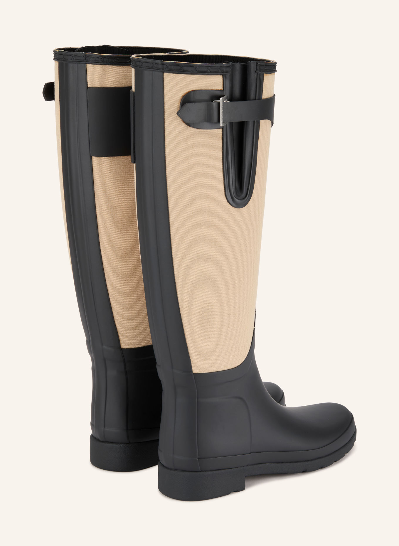 HUNTER Gummistiefel REFINED TALL CANVAS: SCHWARZ / CREME