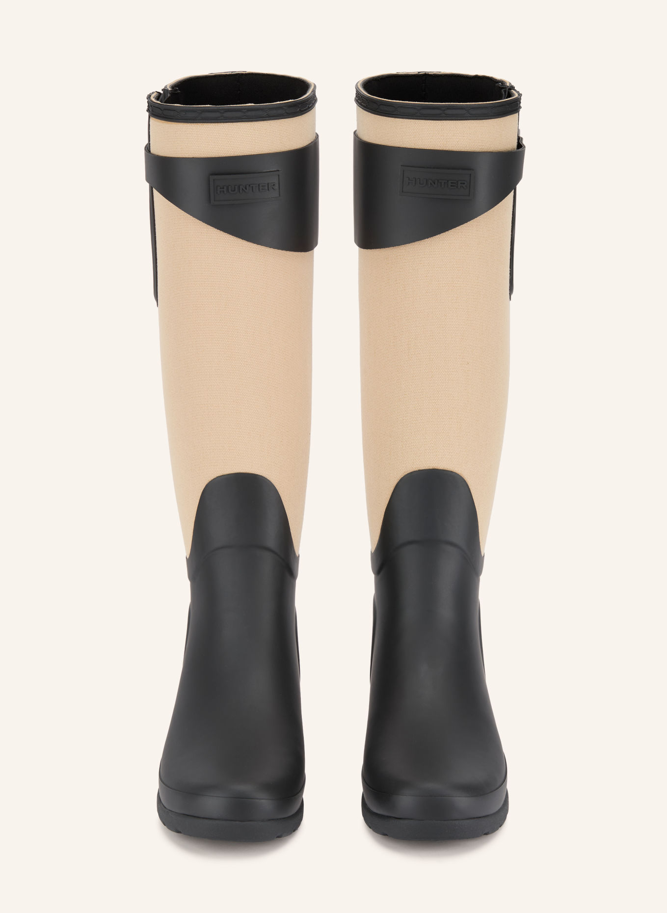 HUNTER Gummistiefel REFINED TALL CANVAS: SCHWARZ / CREME