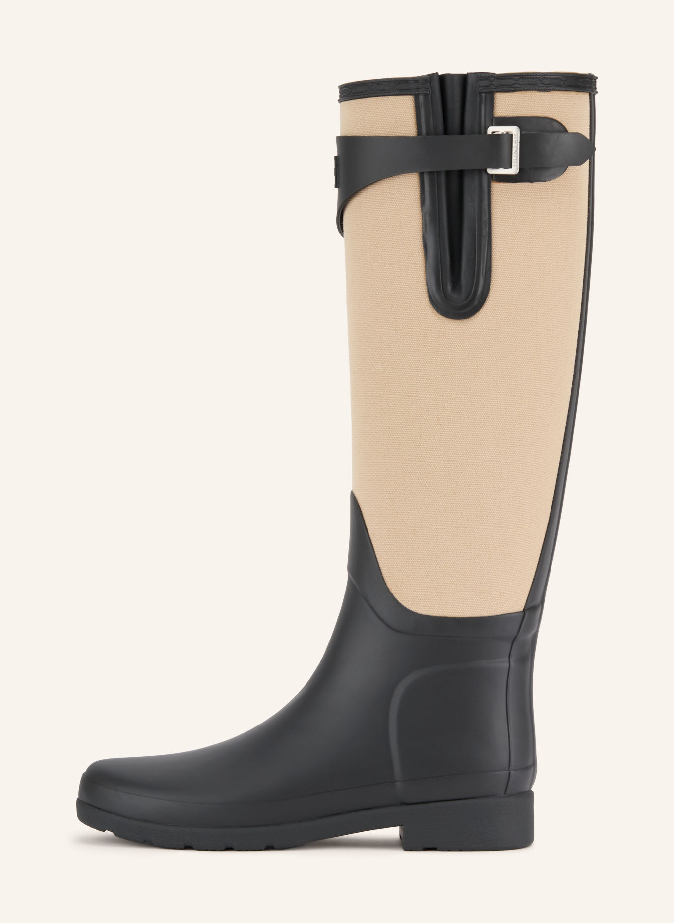 HUNTER Gummistiefel REFINED TALL CANVAS: SCHWARZ / CREME