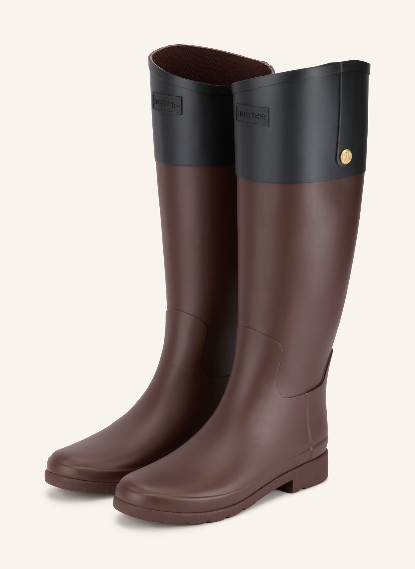 HUNTER Gummistiefel REFINED GOLD TRIM: BRAUN / SCHWARZ