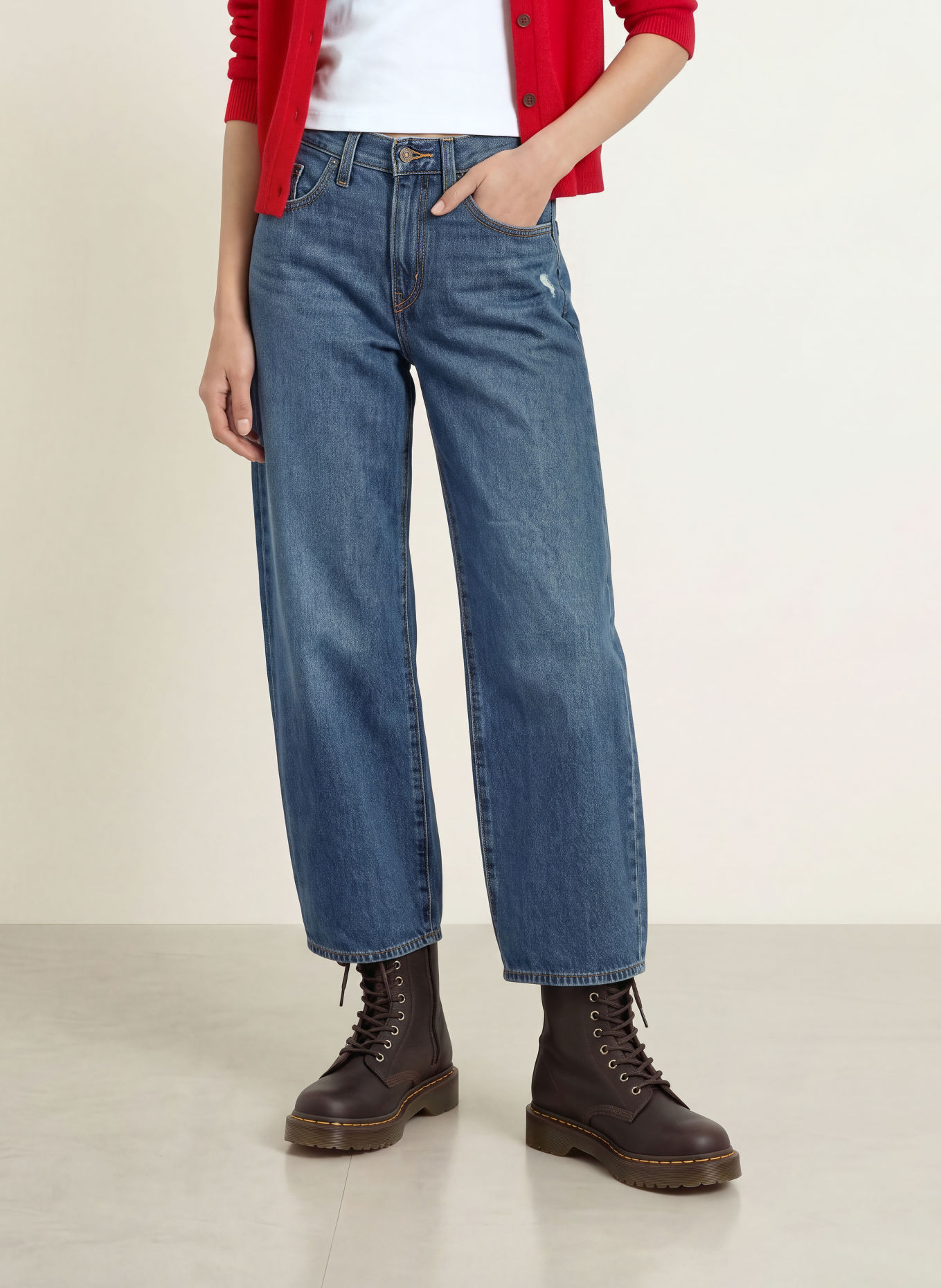 Levi's® Barrel Jeans MIDDY BALLOON: 09 Med Indigo - Worn In