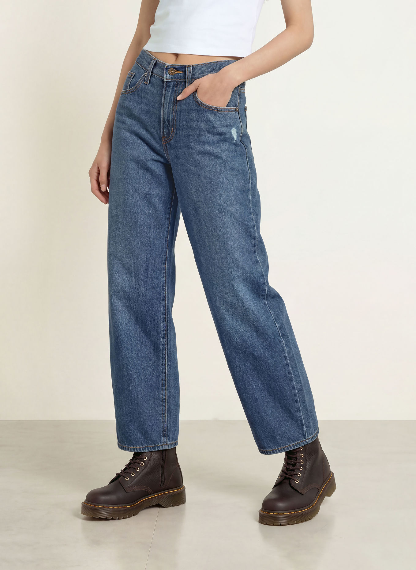 Levi's® Barrel Jeans MIDDY BALLOON: 09 Med Indigo - Worn In