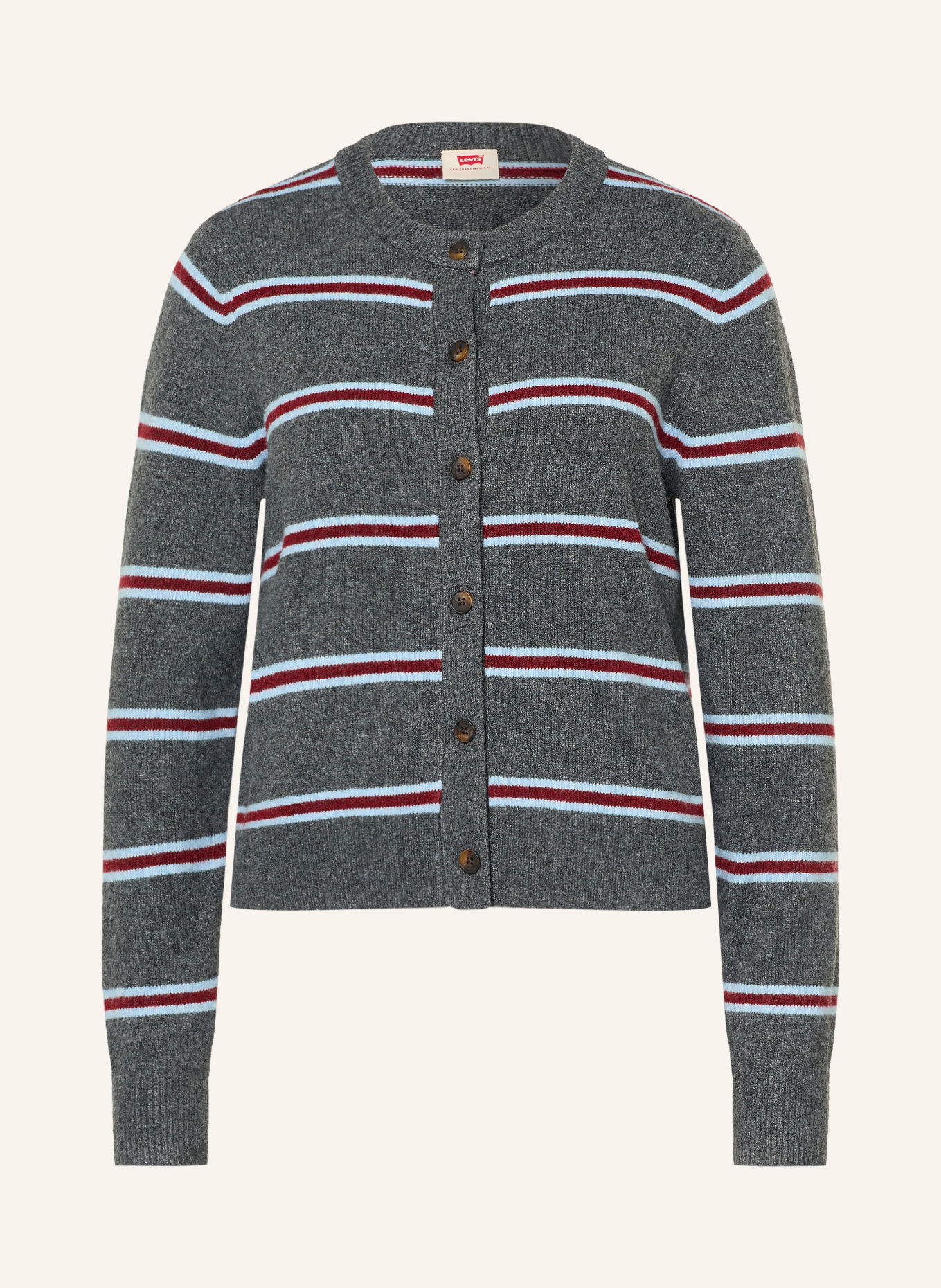 Levi's® Stickad kofta CLAIRE: MÖRKGRÅ / MÖRKRÖD / LJUSBLÅ