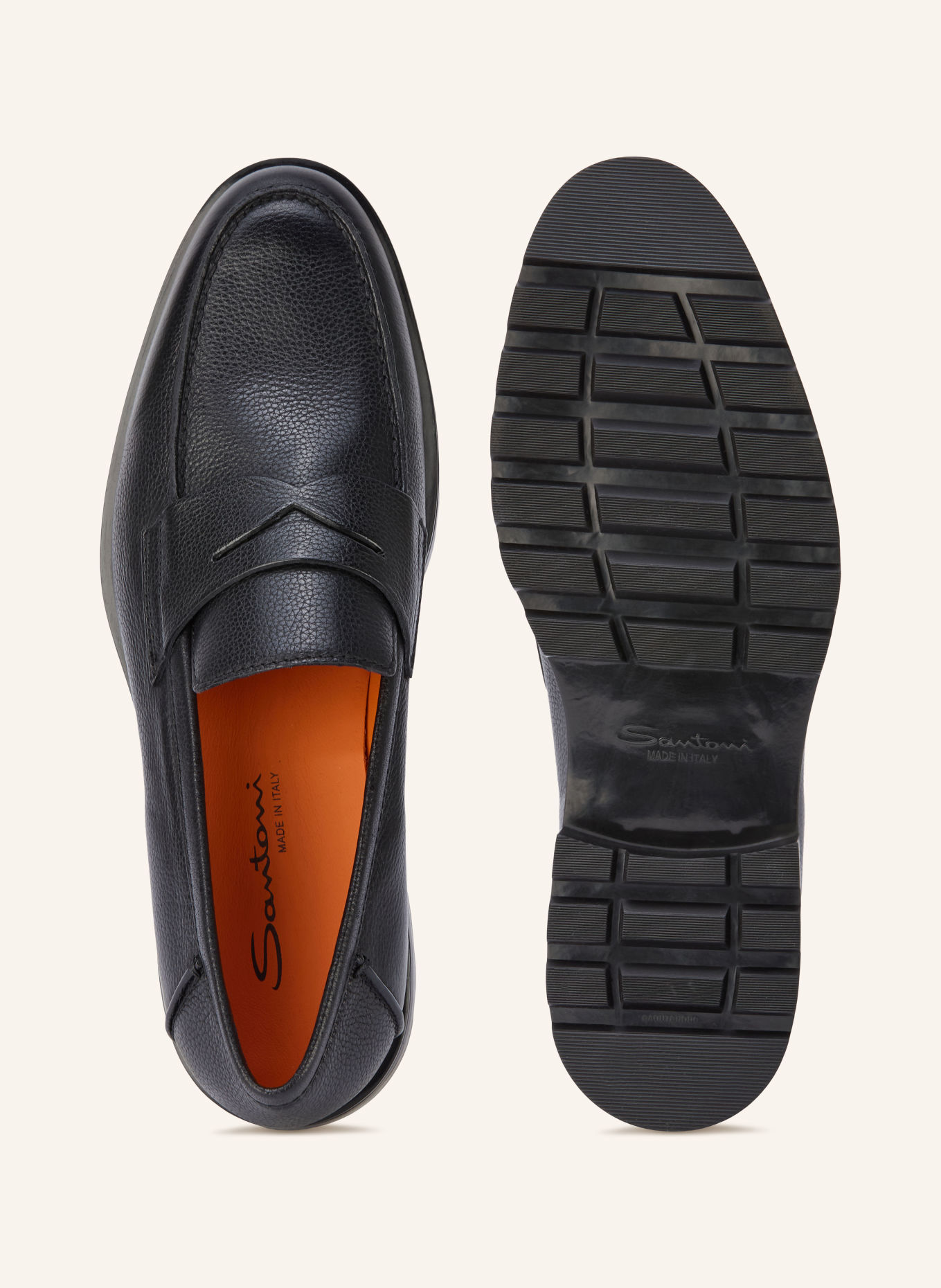 Santoni Penny loafers ROCK: CZARNY