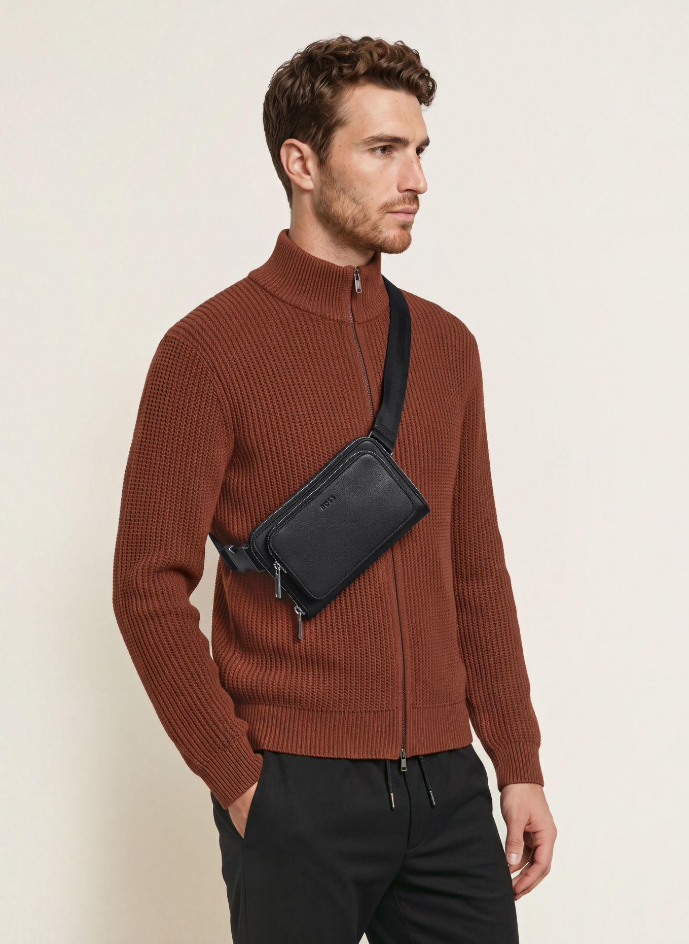 BOSS Belt bag NEW CROSSTOWN: BLACK / SILVER