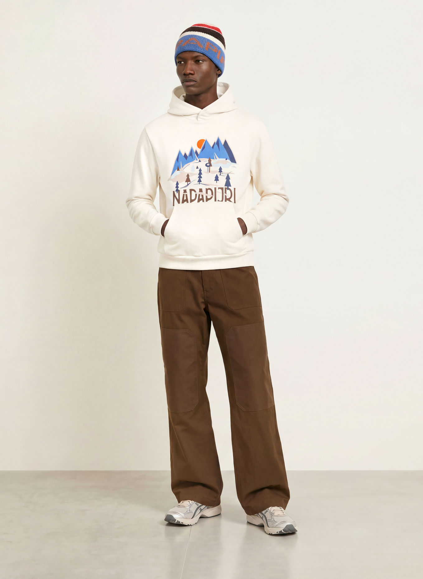 NAPAPIJRI Hoodie B-SWEAT: WHITE / DARK BROWN / BLUE