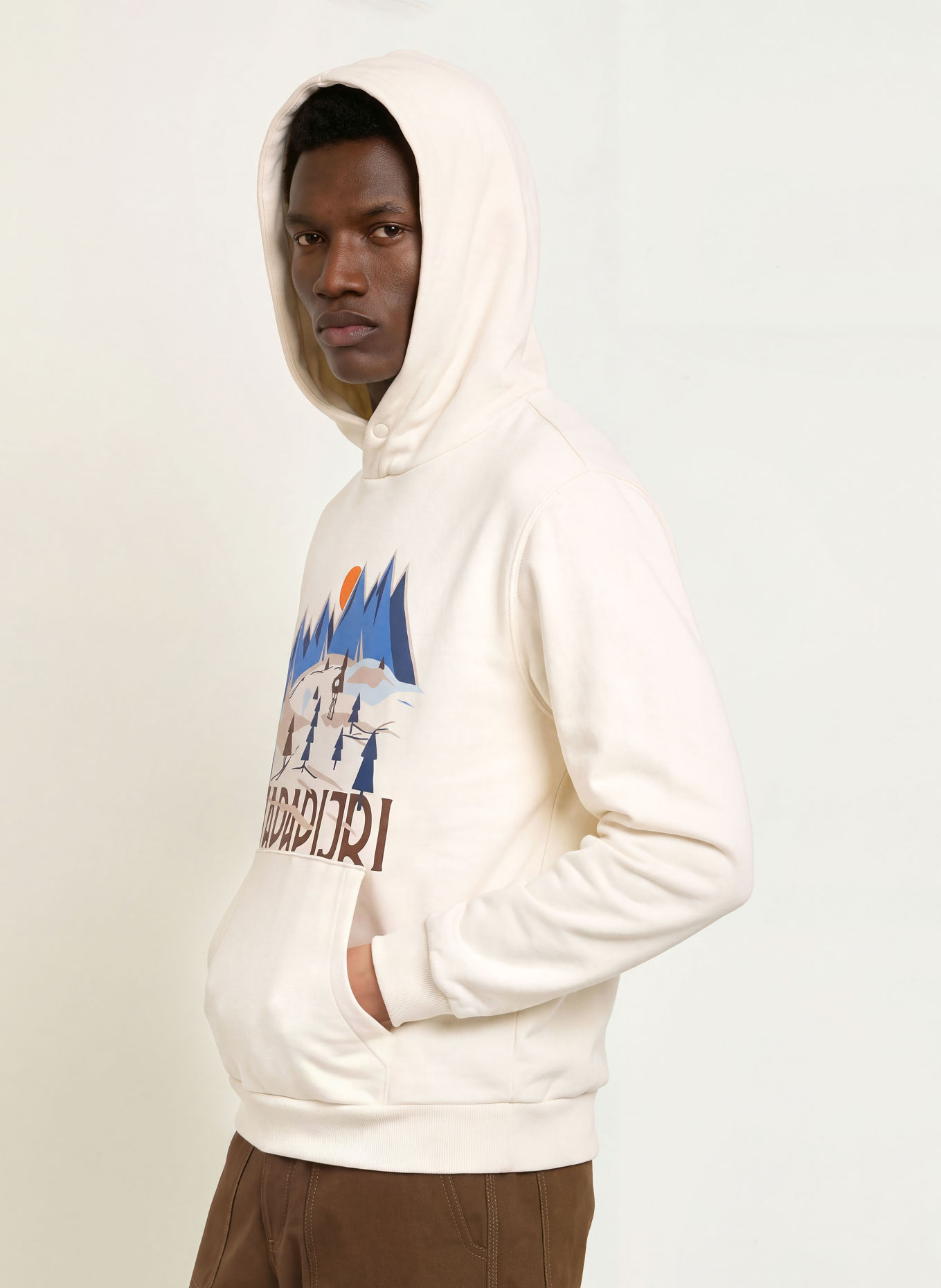 NAPAPIJRI Hoodie B-SWEAT: WHITE / DARK BROWN / BLUE