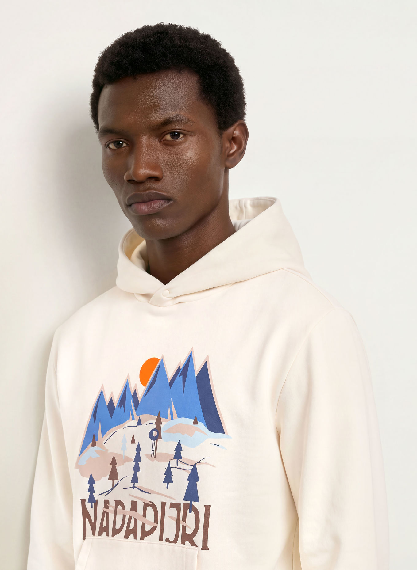 NAPAPIJRI Hoodie B-SWEAT: WHITE / DARK BROWN / BLUE