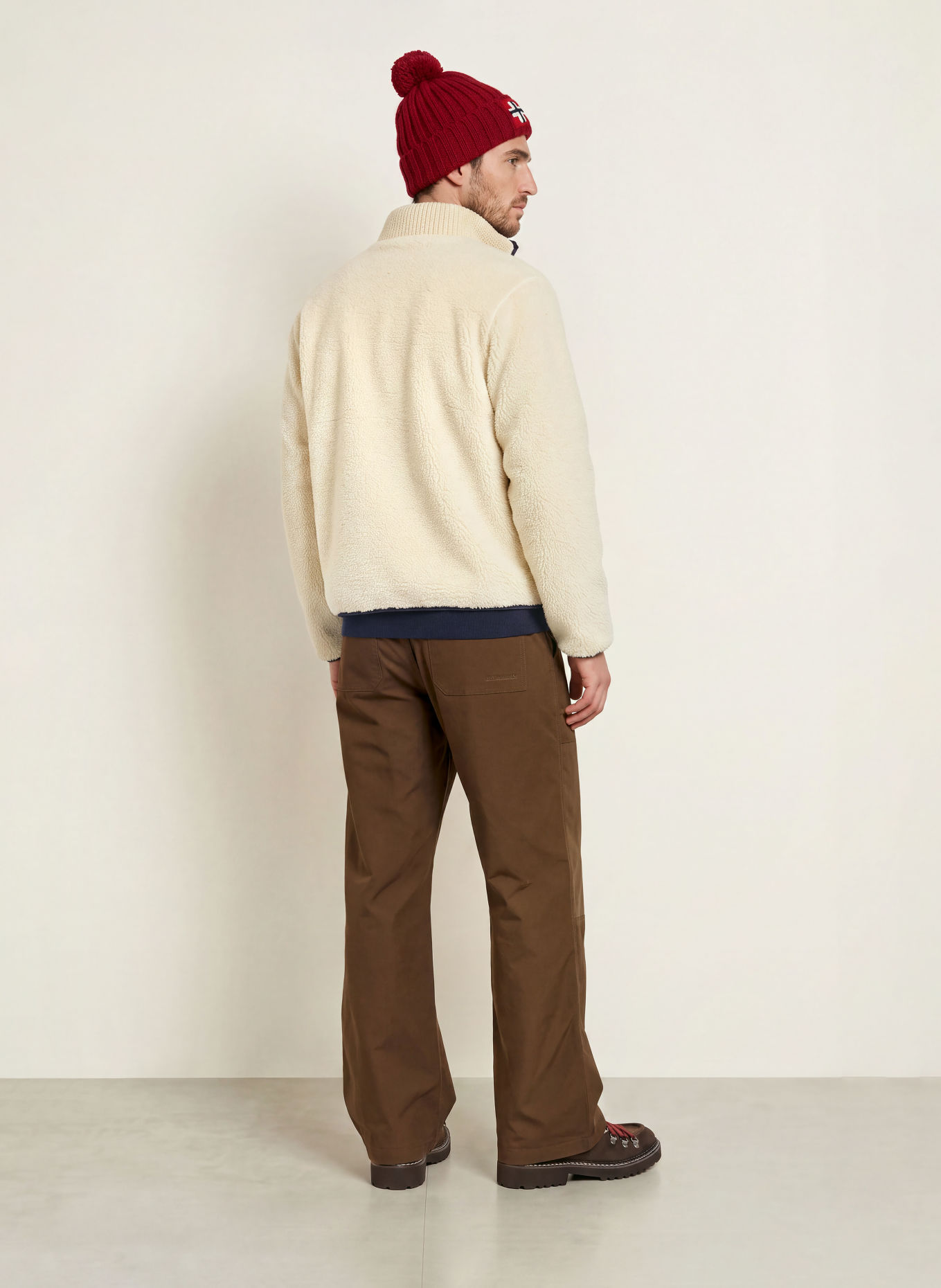NAPAPIJRI ARCHIVE Fleece Half-zip Sweater: CREAM / DARK BLUE / BLACK