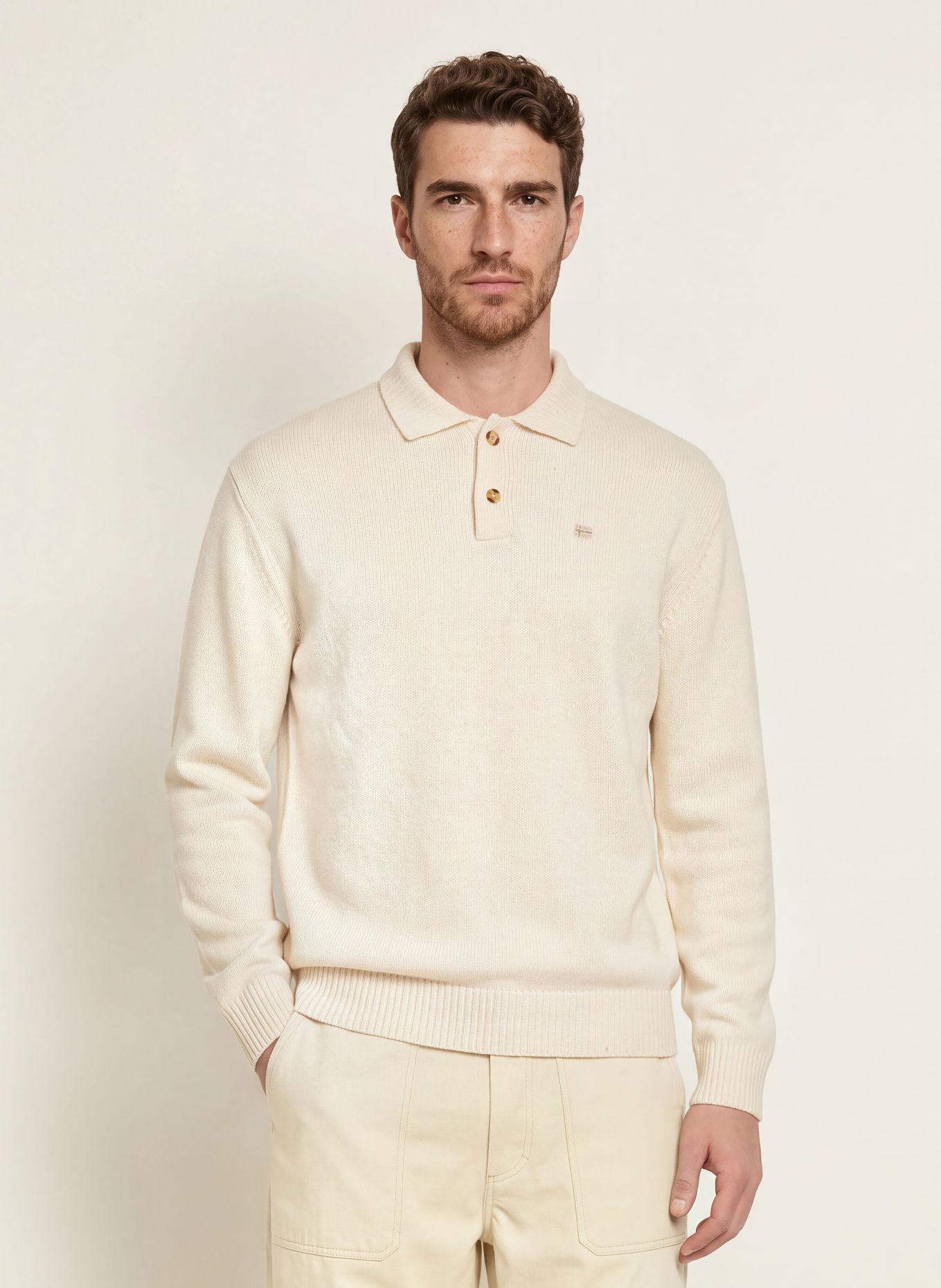 NAPAPIJRI Strick-Poloshirt D-ORDIN: ECRU