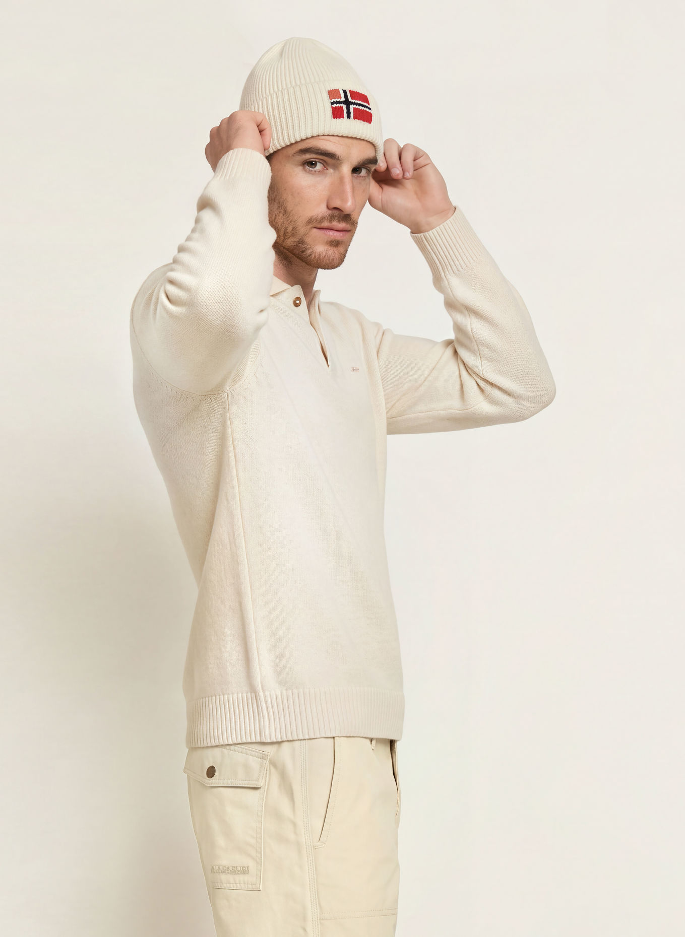 NAPAPIJRI Strick-Poloshirt D-ORDIN: ECRU