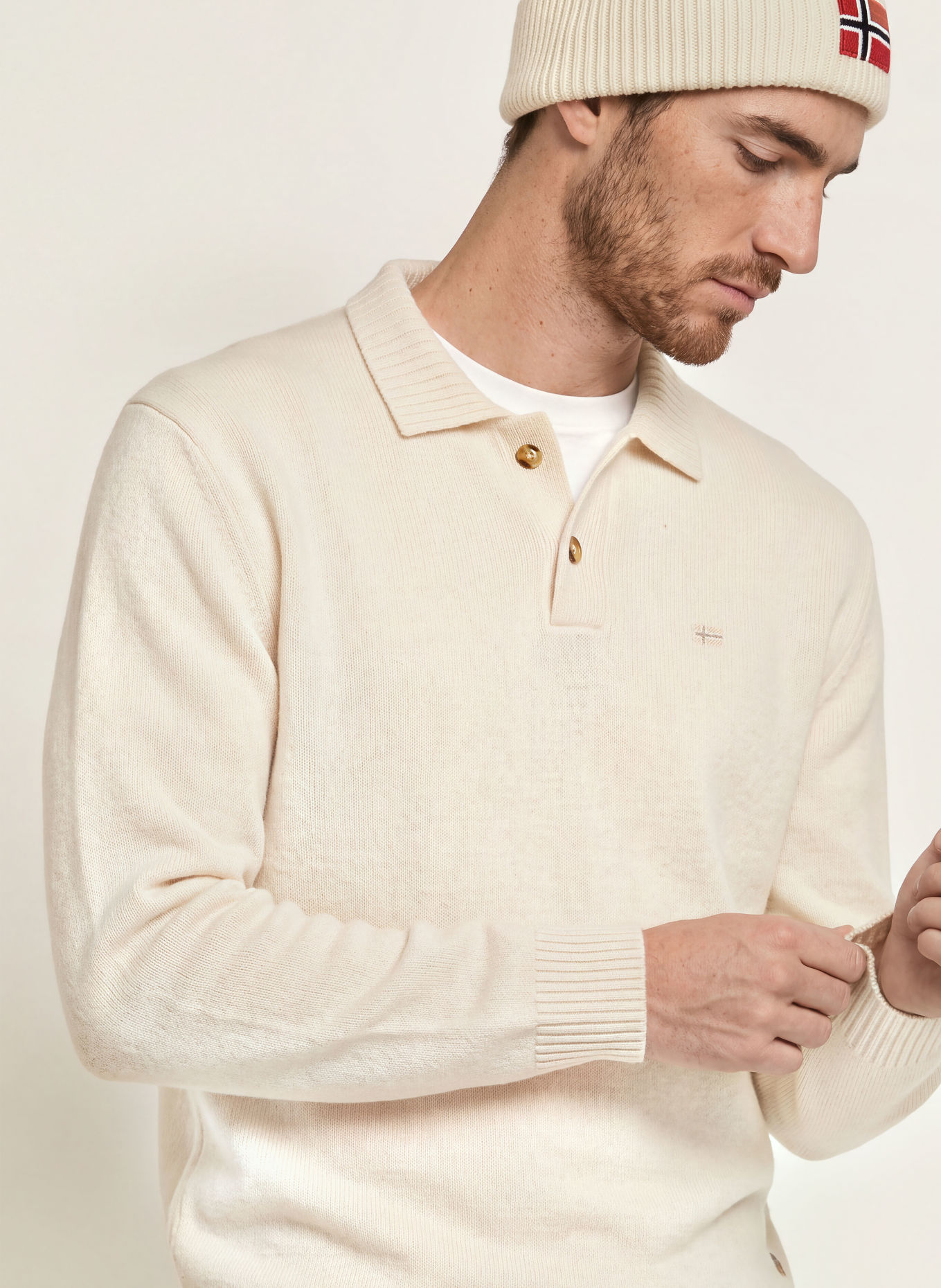 NAPAPIJRI Strick-Poloshirt D-ORDIN: ECRU