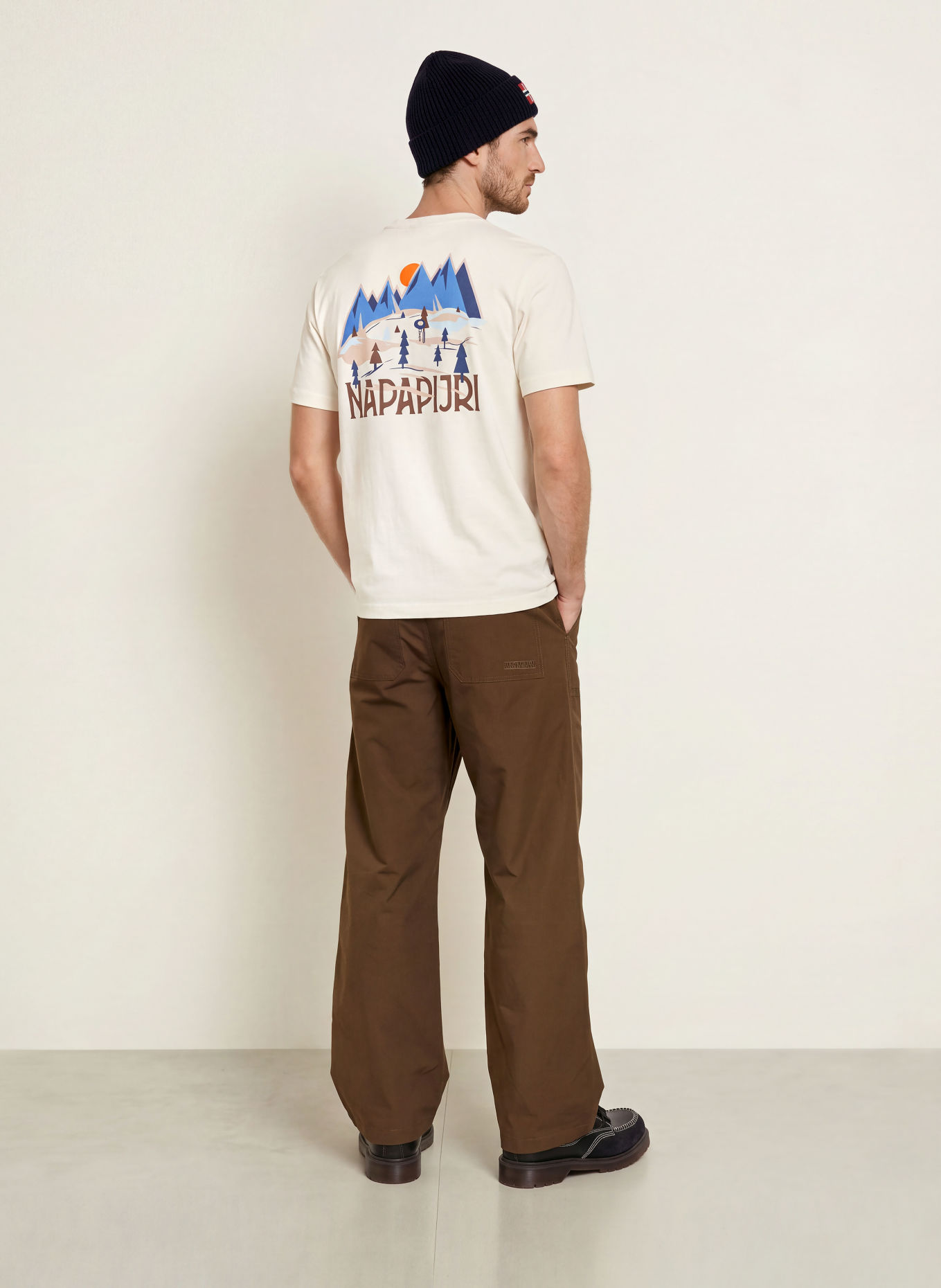 NAPAPIJRI T-shirt: WHITE / DARK BROWN / BLUE