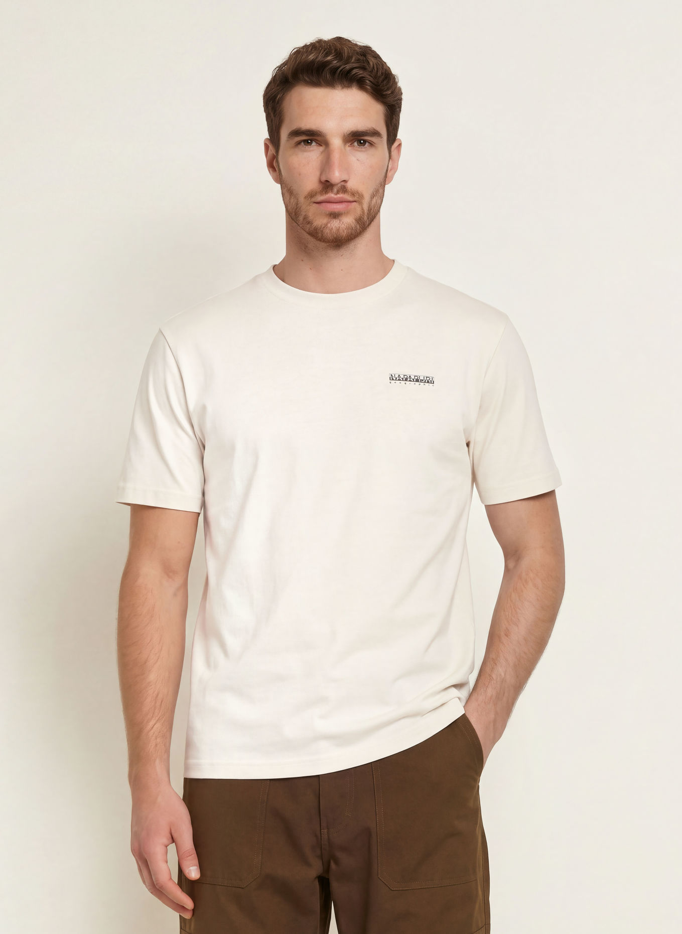 NAPAPIJRI T-shirt: WHITE / DARK BROWN / BLUE